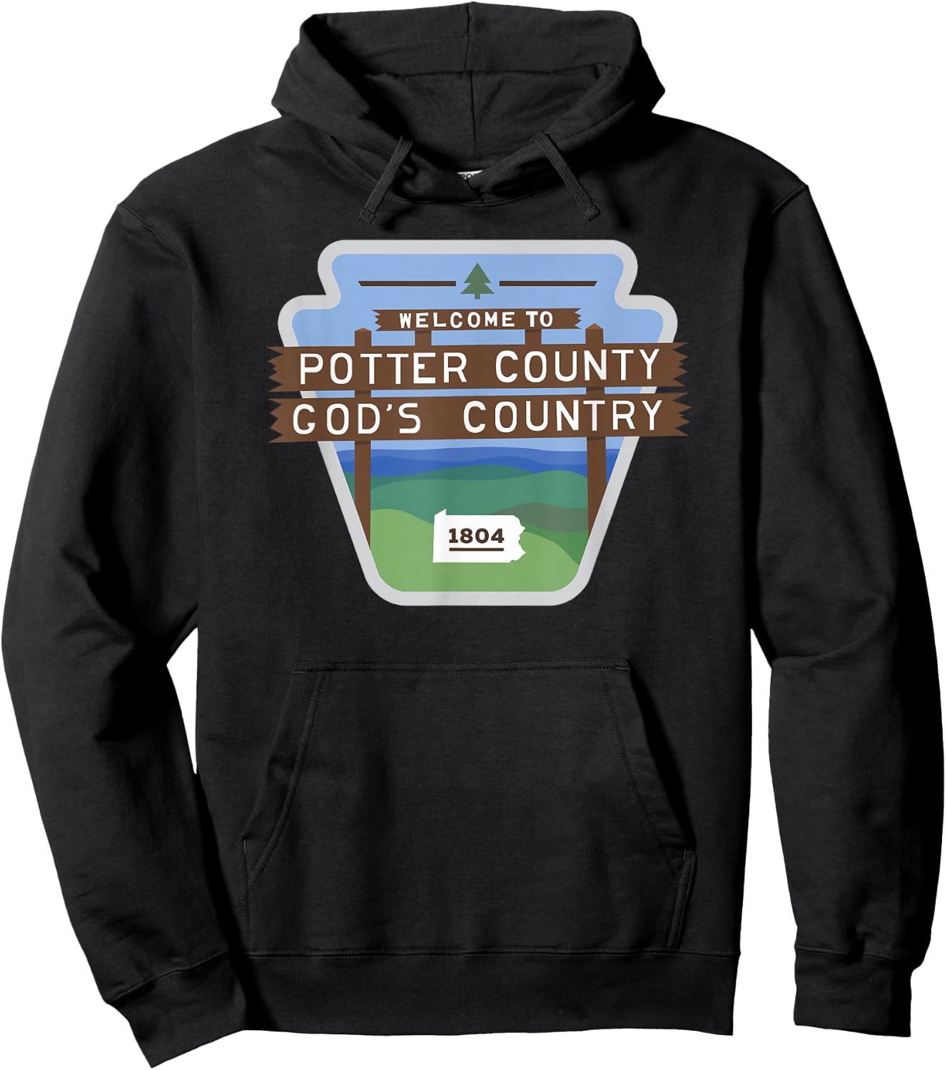 Potter County Pennsylvania Potter County Sign Coudersport Hoodie - Hoodie | Black