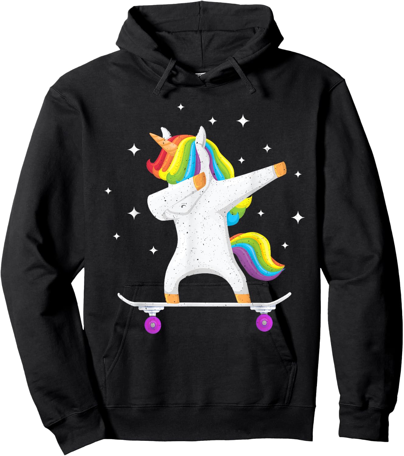 Skateboarding Colorful Unicorn on Skateboard Gift Skater Hoodie - Hoodie | Black