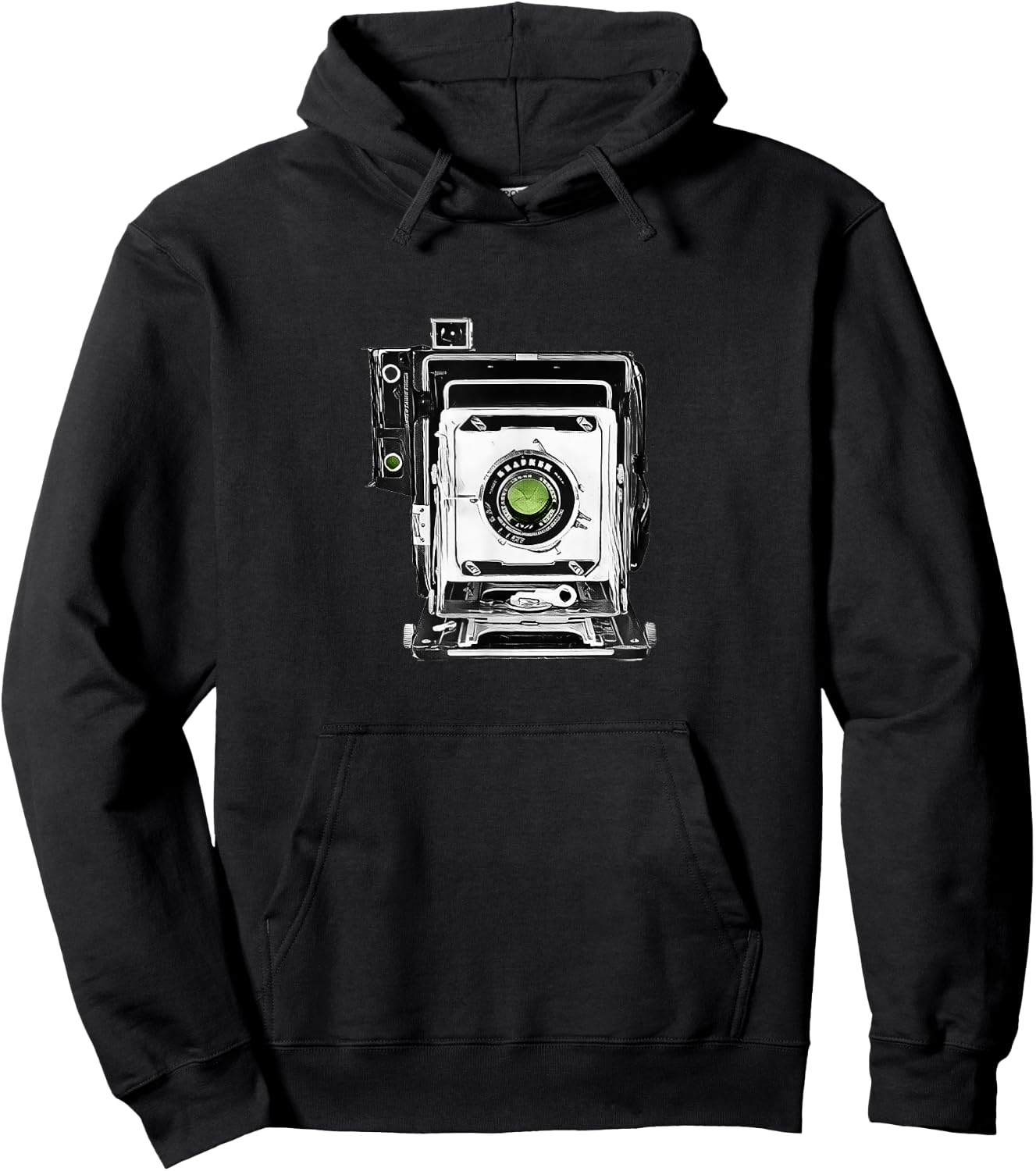 Large Format Vintage Press Camera Hoodie - Hoodie | Black