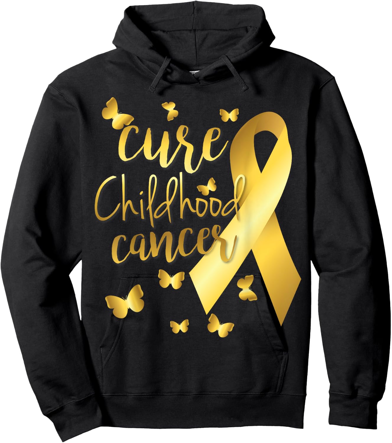 Cure Childhood Cancer with Gold Ribbon Hoodie - Hoodie | Black