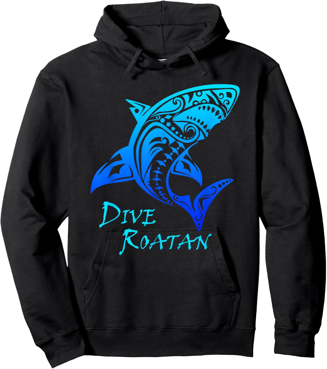 Dive Roatan, Honduras Vintage Tribal Shark Vacation Gift Hoodie - Hoodie | Black