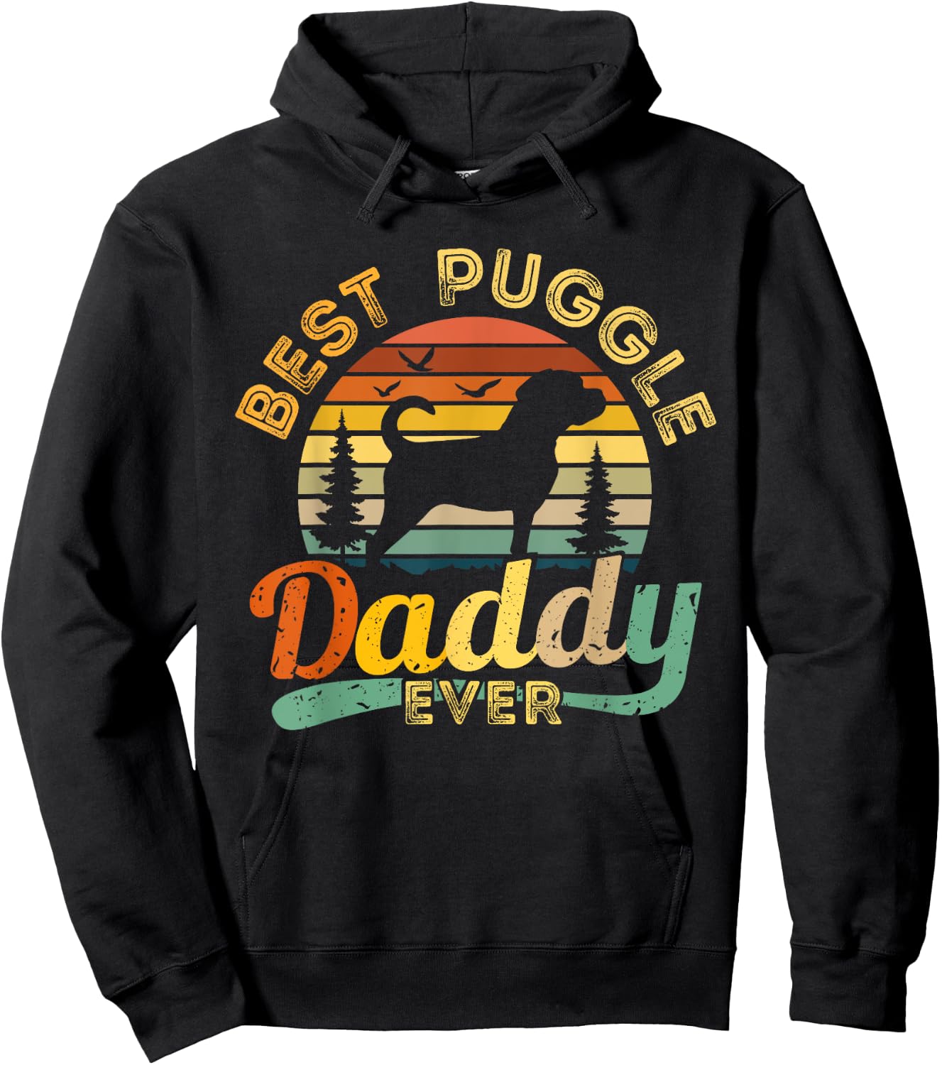 Puggle Dad Best Daddy Dog Lover Retro Vintage Gift Women Girls Kids Hoodie - Hoodie | Black