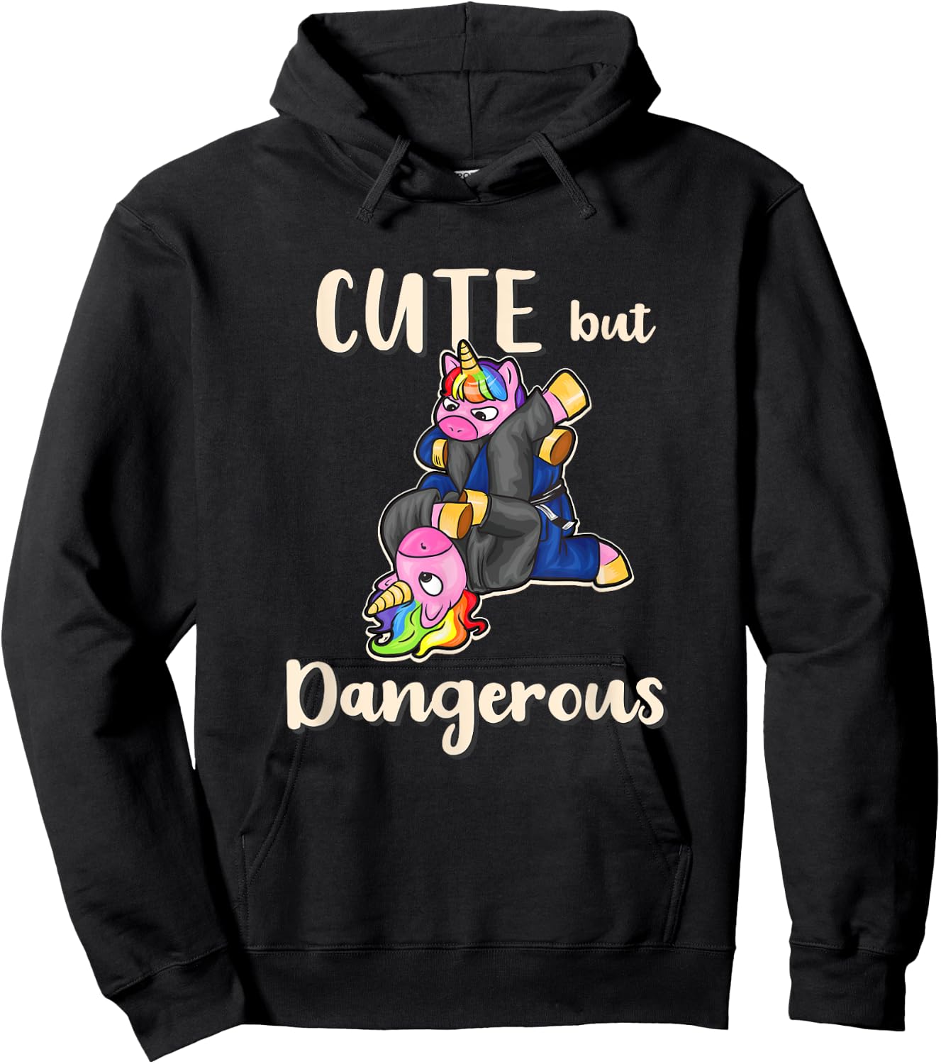Cute But Dangerous Unicorn Shirt Funny Jiu Jitsu MMA Hoodie - Hoodie | Black