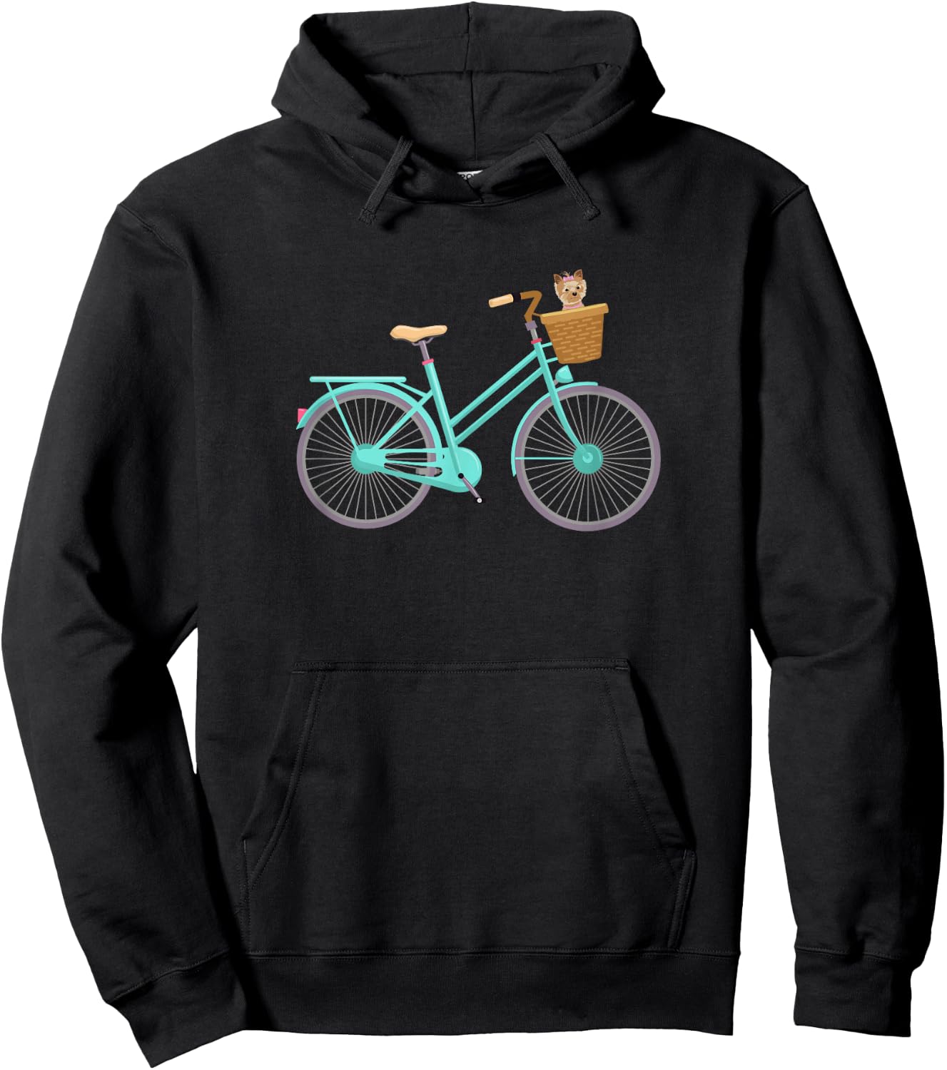 Vintage Antique Bicycle Adorable Puppy Dog In Basket Hoodie - Hoodie | Black