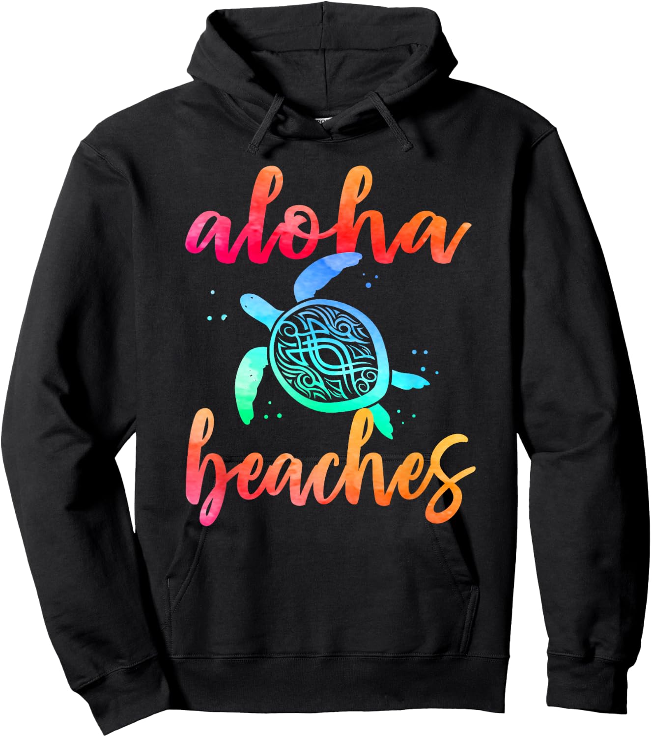 Watercolor Aloha Beaches Turtle Shirt Hawaiin Sea Turtles Hoodie - Hoodie | Black