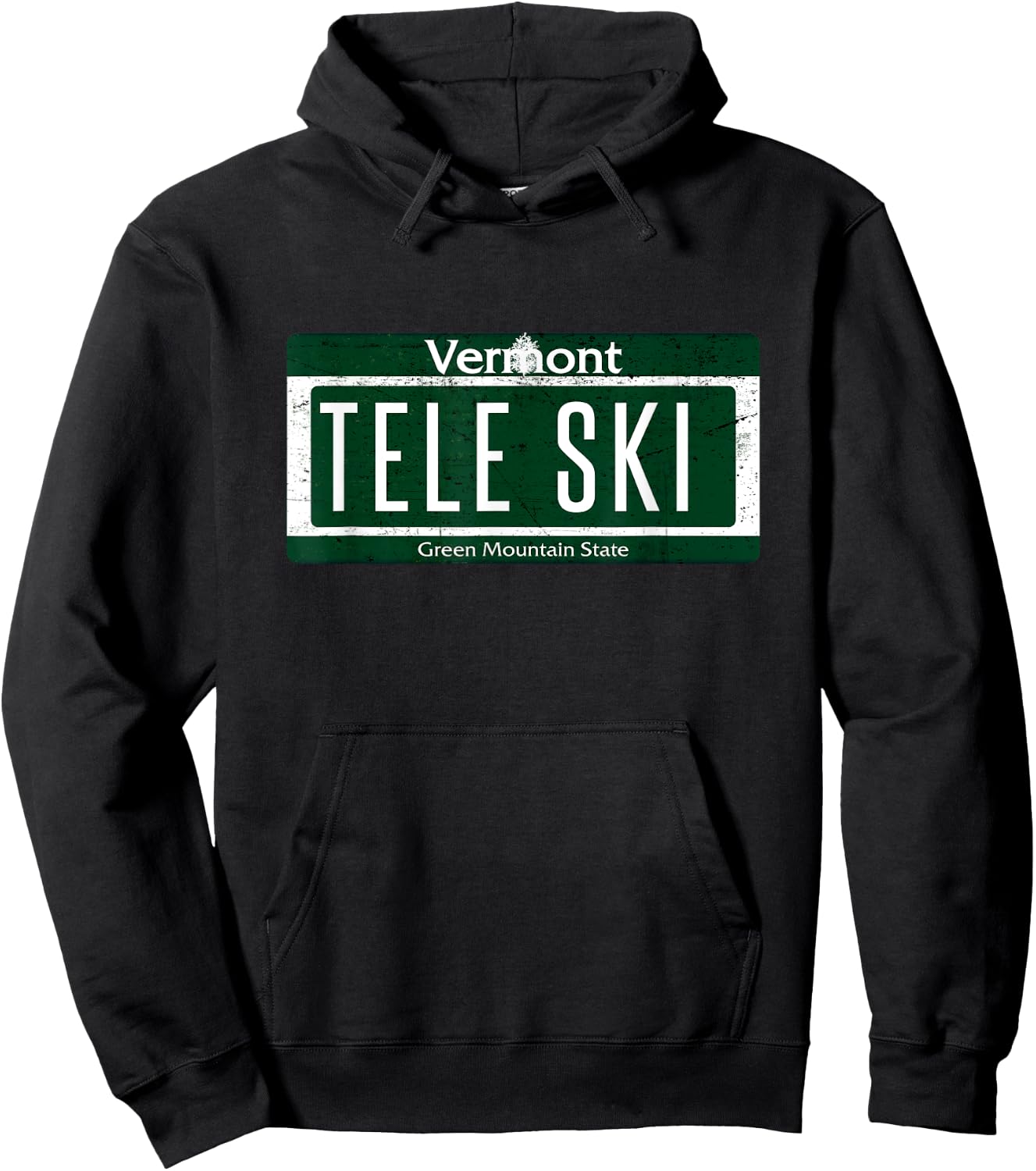 Telemark Skiing Shirt Tele Ski Vermont License Plate Hoodie - Hoodie | Black