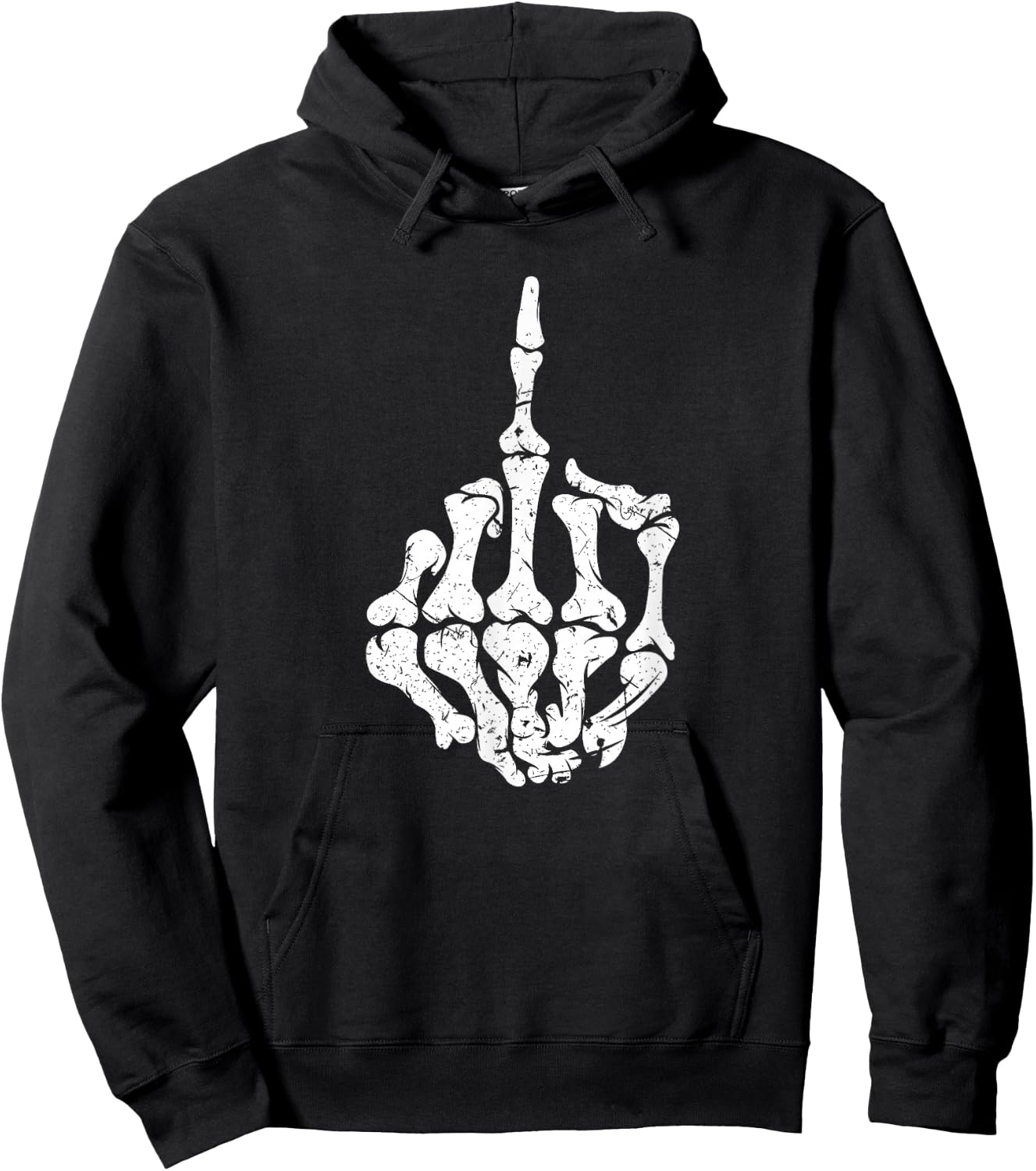 Offensive Biker Middle Finger Skull Hoodie - Hoodie | Black
