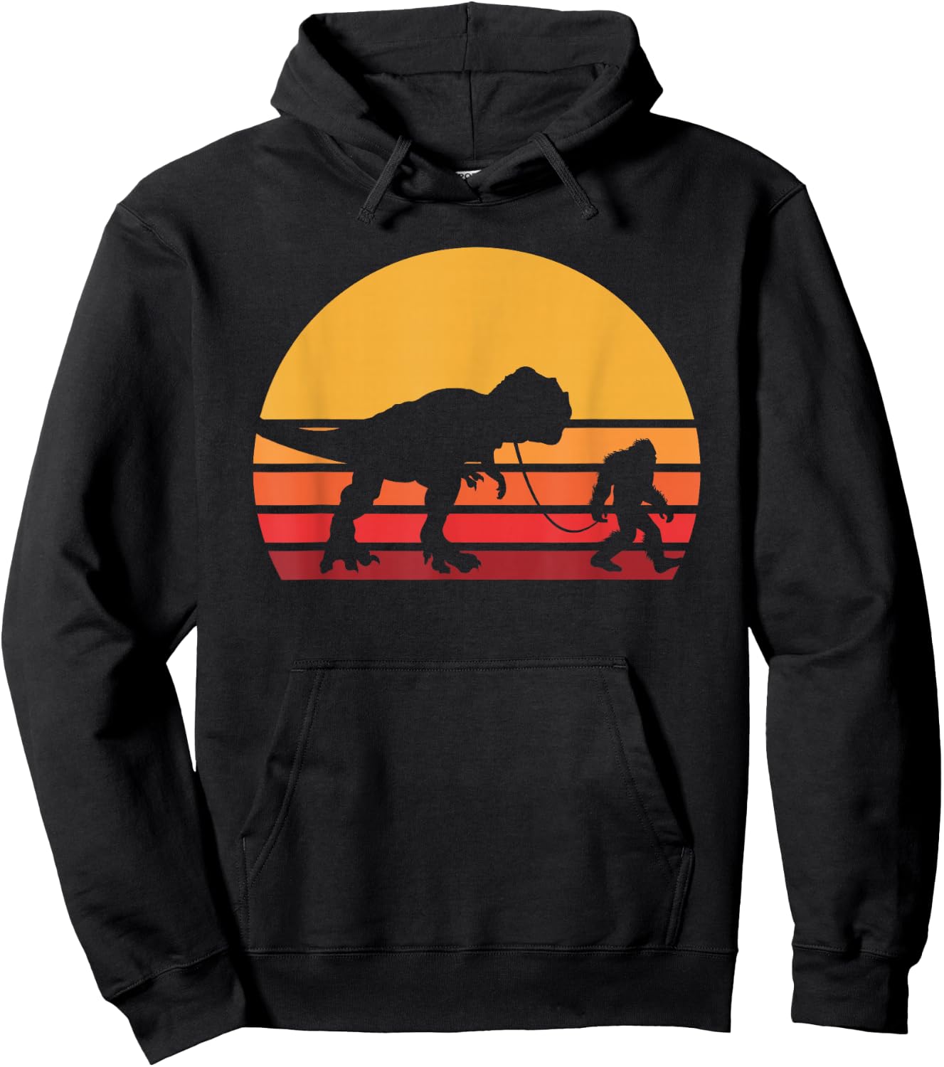 Bigfoot Walking Dinosaur Shirt, Sasquatch T Rex Walker Hoodie - Hoodie | Black