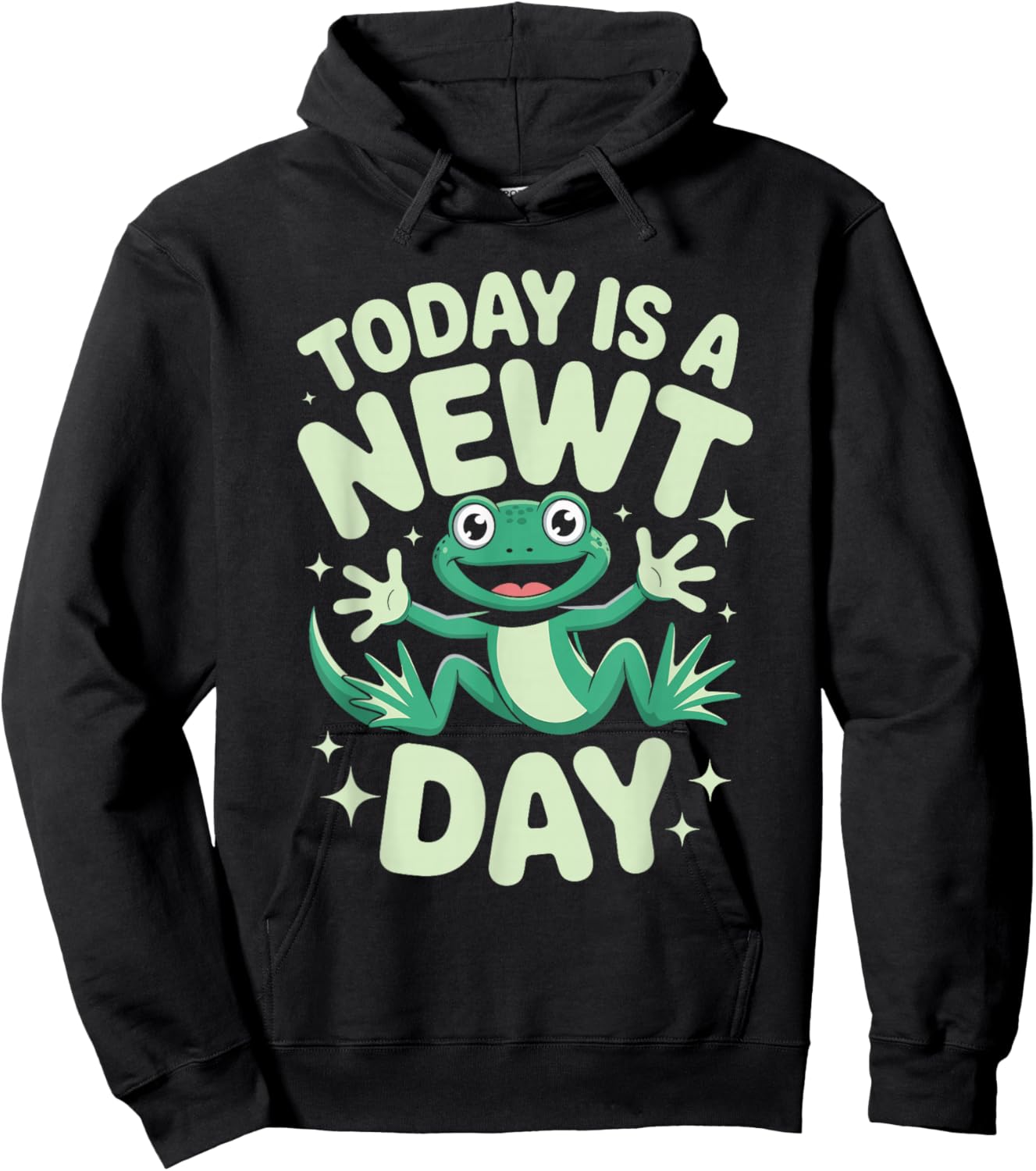 Today is A Newt Day Funny Cute Cartoon Amphibian Herpetology Hoodie - Hoodie | Black