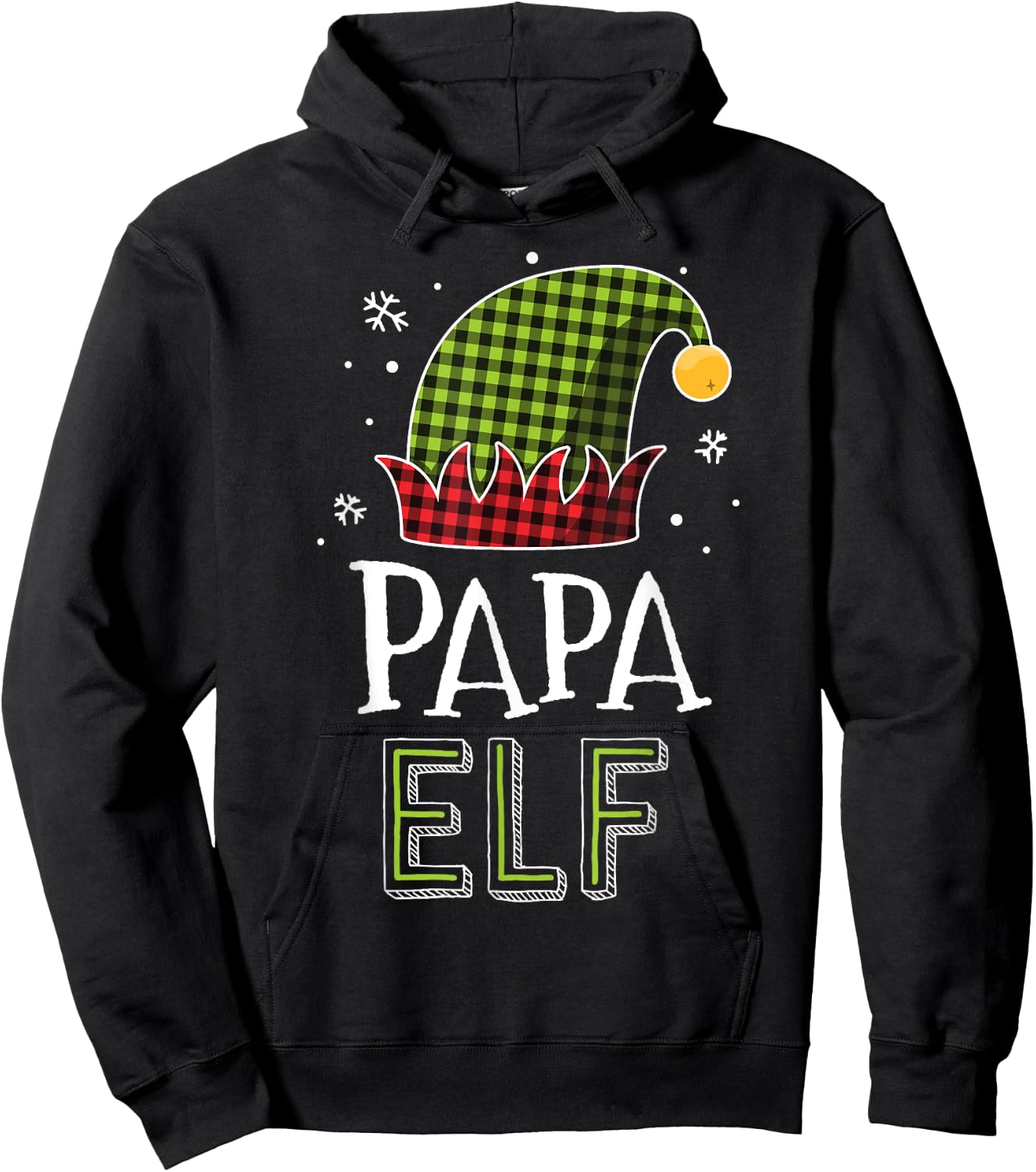 Papa Elf Plaid Christmas Shirt Dad Matching Family Elves Hoodie - Hoodie | Black
