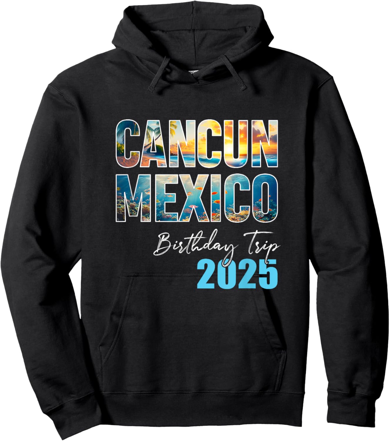 Cancun Mexico Birthday Trip 2025 Vacation Party Crew Cruise Hoodie - Hoodie | Black