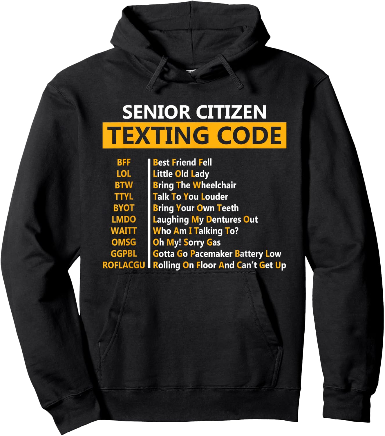 Funny Senior Citizen's Texting Code Design Gift Grandpa Hoodie - Hoodie | Black