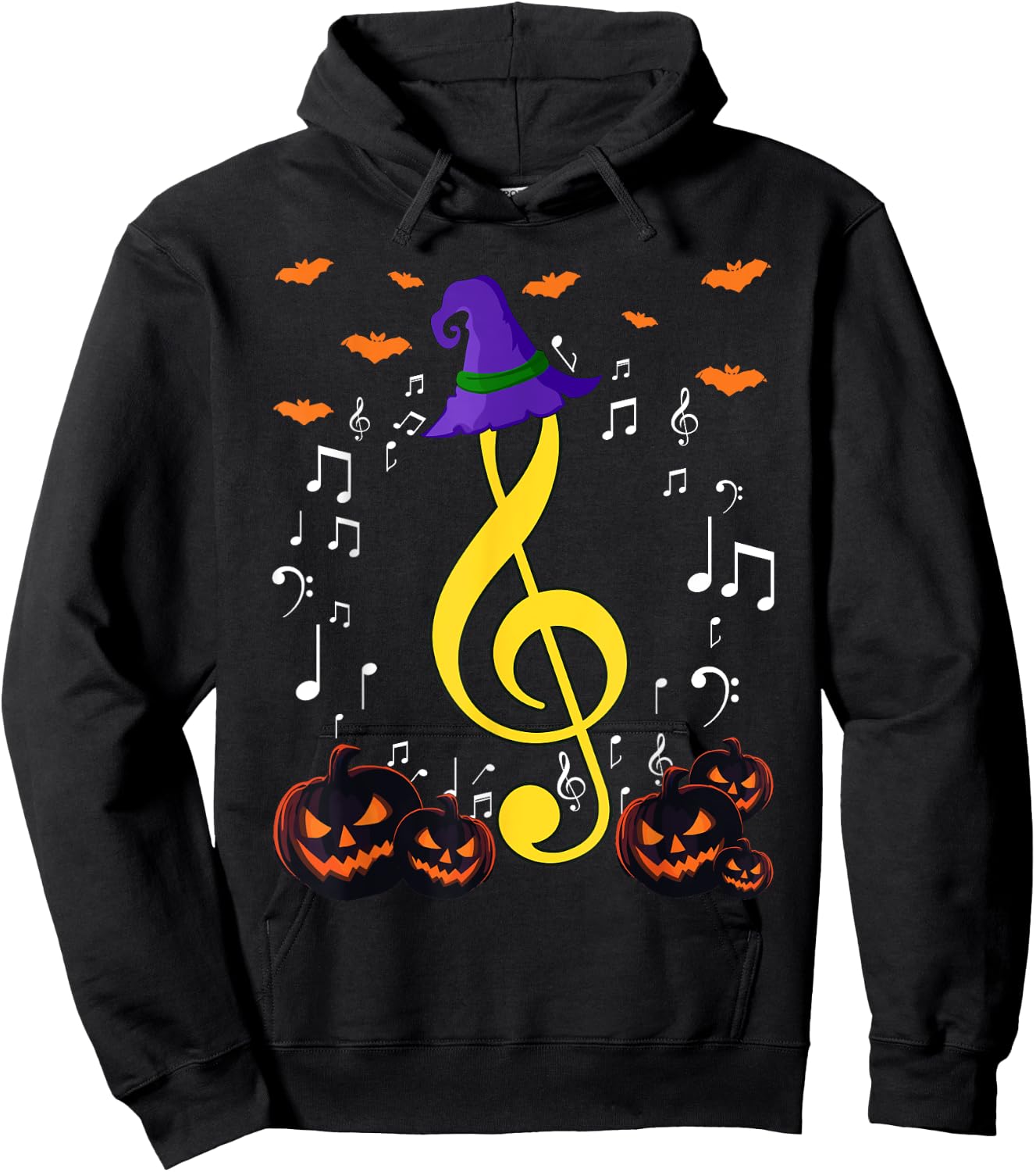 Music Note Pumpkin Fall Music Teacher Halloween Costume Hoodie - Hoodie | Black