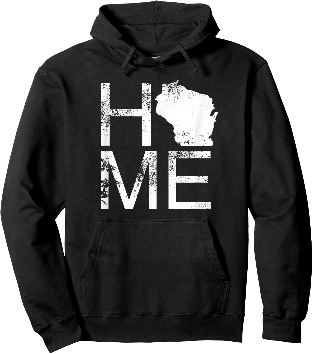 Vintage Wisconsin Home Map in Place of O WI State Wisconsin Hoodie - Hoodie | Black
