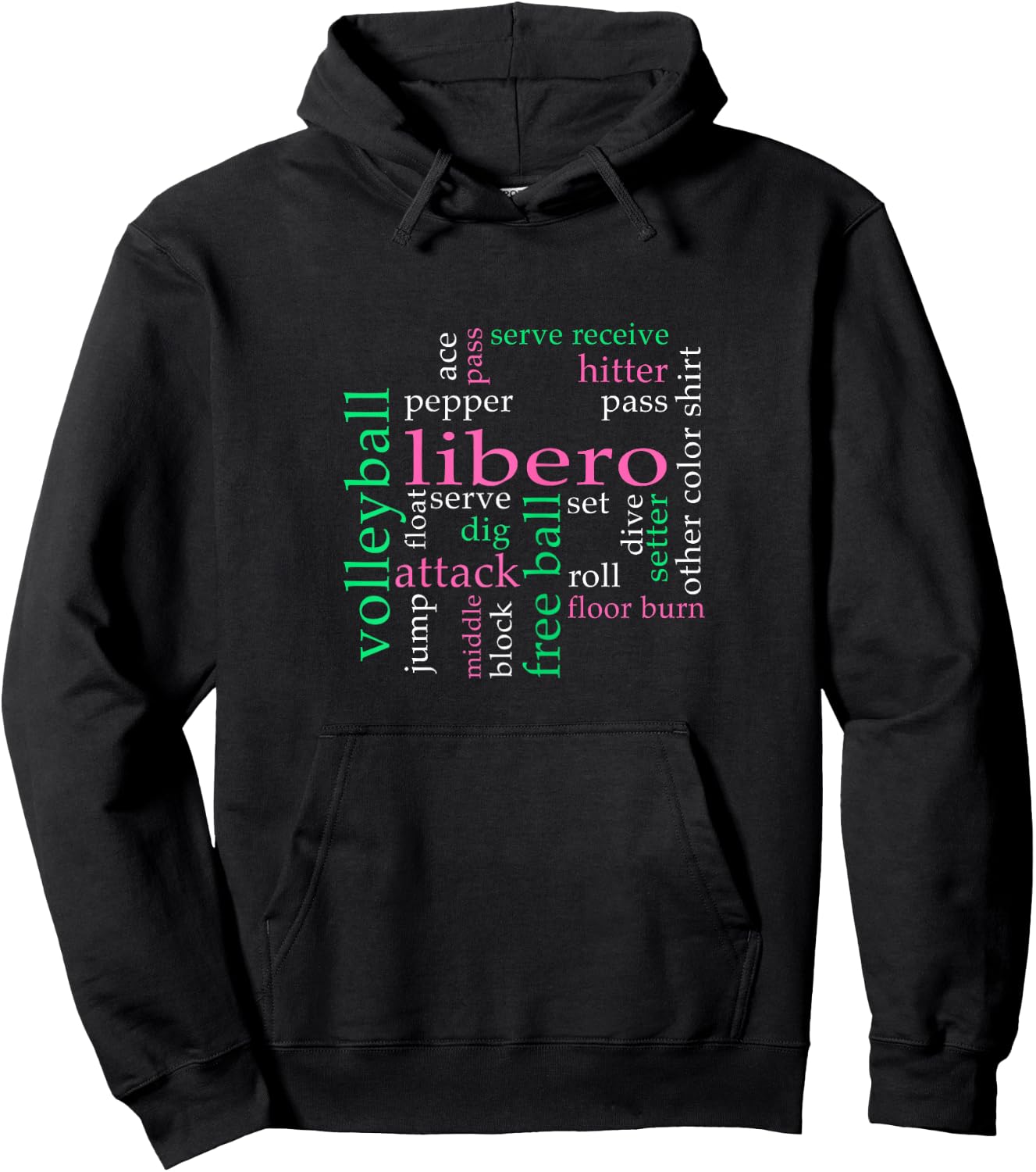 Volleyball Libero Volleyball Jargon Defense Player Hoodie - Hoodie | Black