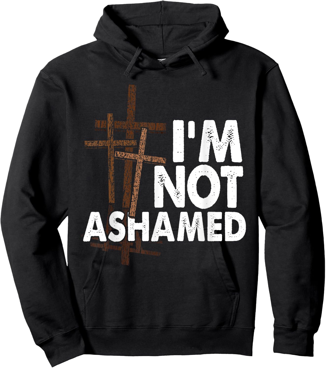 I'm Not Ashamed Shirt with Crosses Graphic- Distressed Print Hoodie - Hoodie | Black