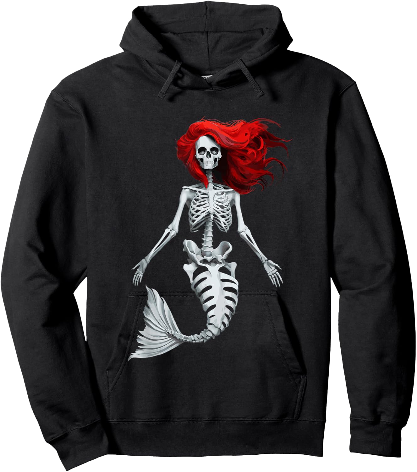Skeleton Mermaid Halloween Hoodie - Hoodie | Black