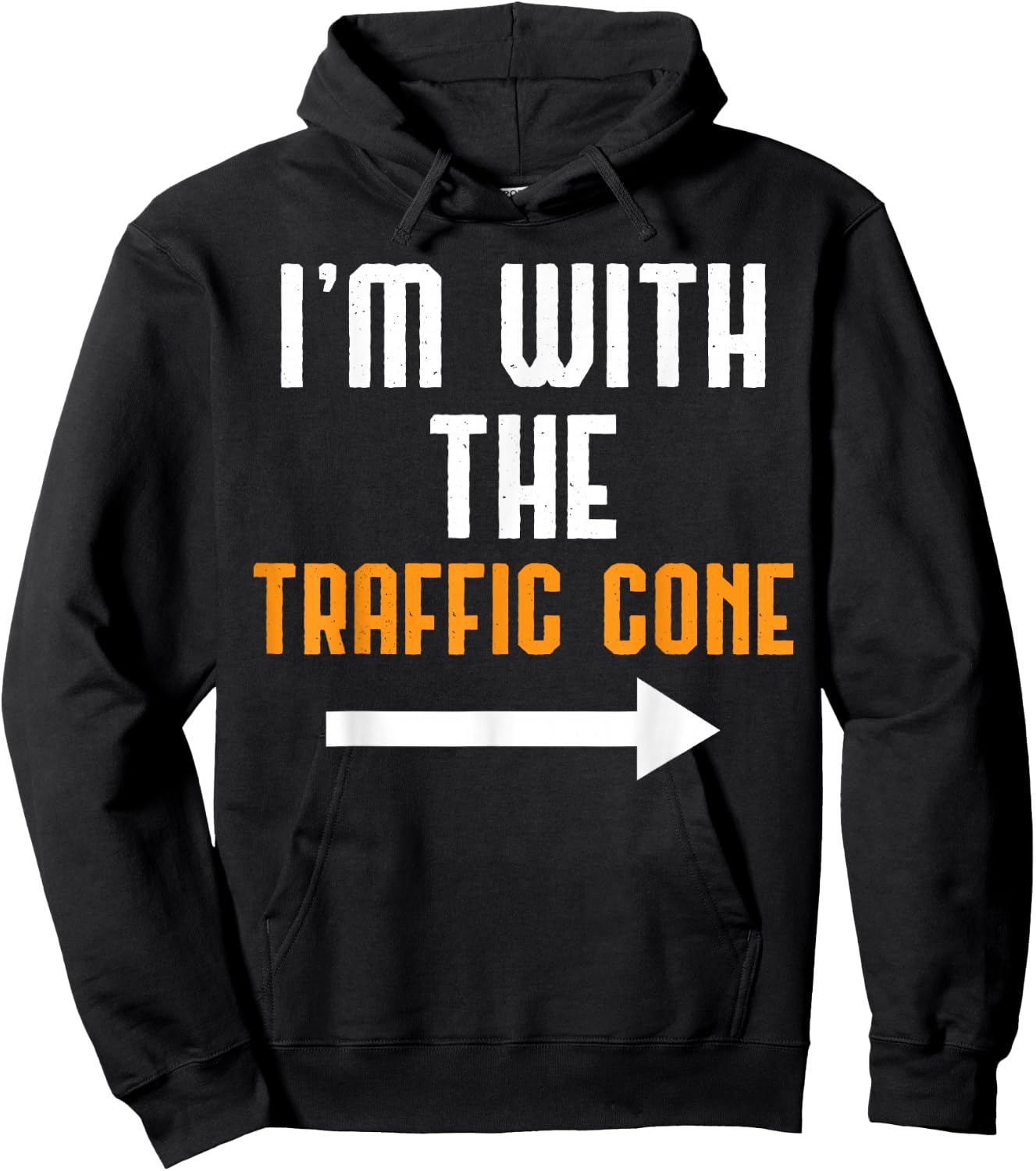 I'm With The Traffic Cone Costume Funny Halloween Couple Hoodie - Hoodie | Black