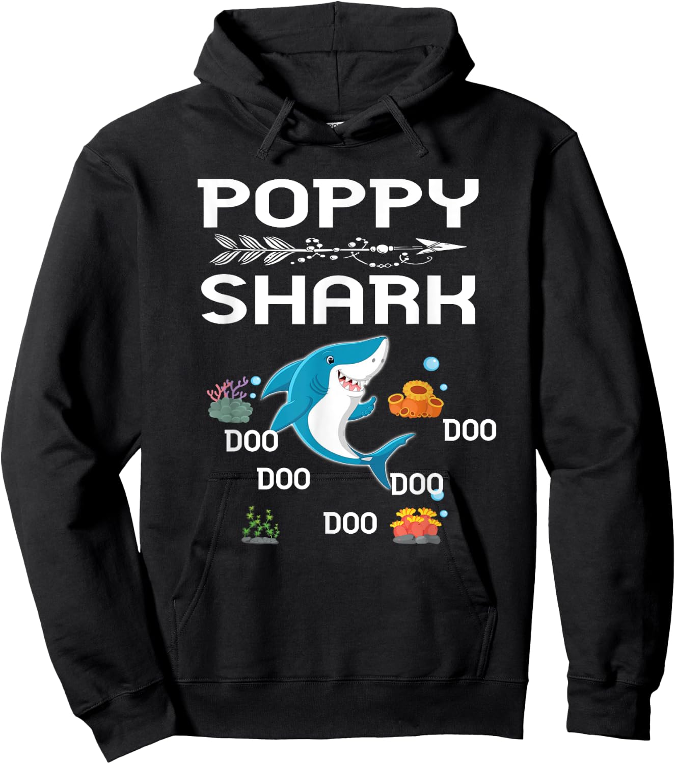 Poppy Shark Shirt Fathers Day Gift For Poppy Hoodie - Hoodie | Black