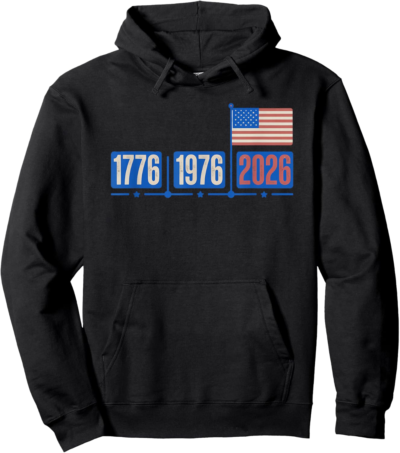 1776 1976 2026 Patriotic America Anniversary USA Freedom Hoodie - Hoodie | Black