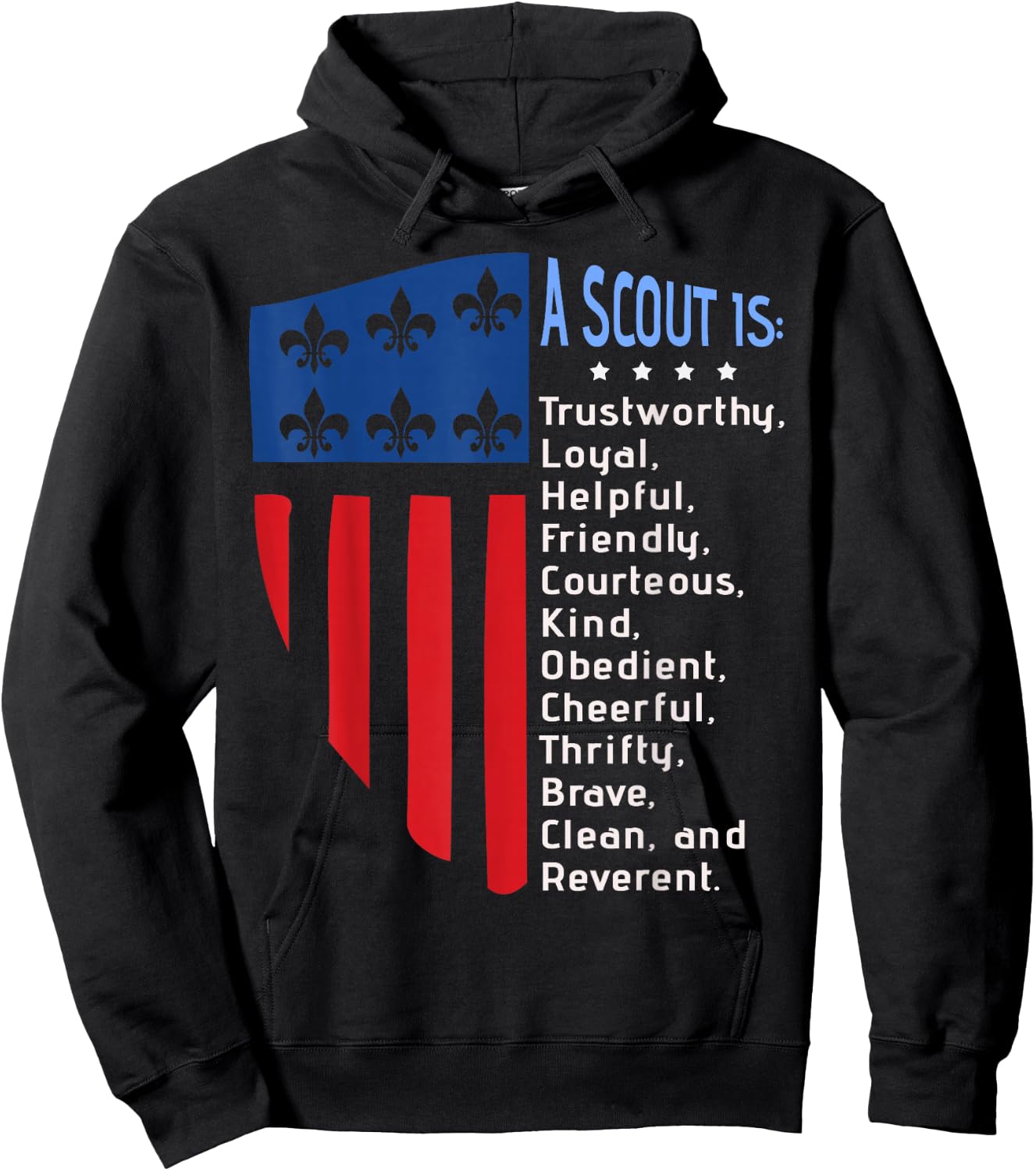 Scouting Law, US America Flag Scouting Law Gift Hoodie - Hoodie | Black