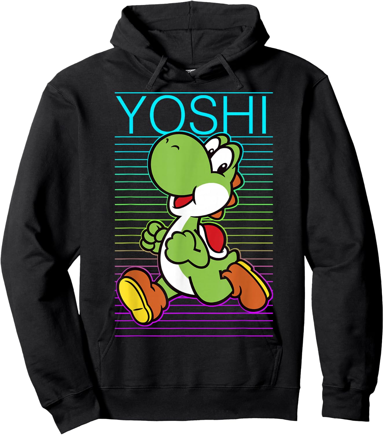 Super Mario Yoshi Retro Gradient Fade Poster Hoodie - Hoodie | Black