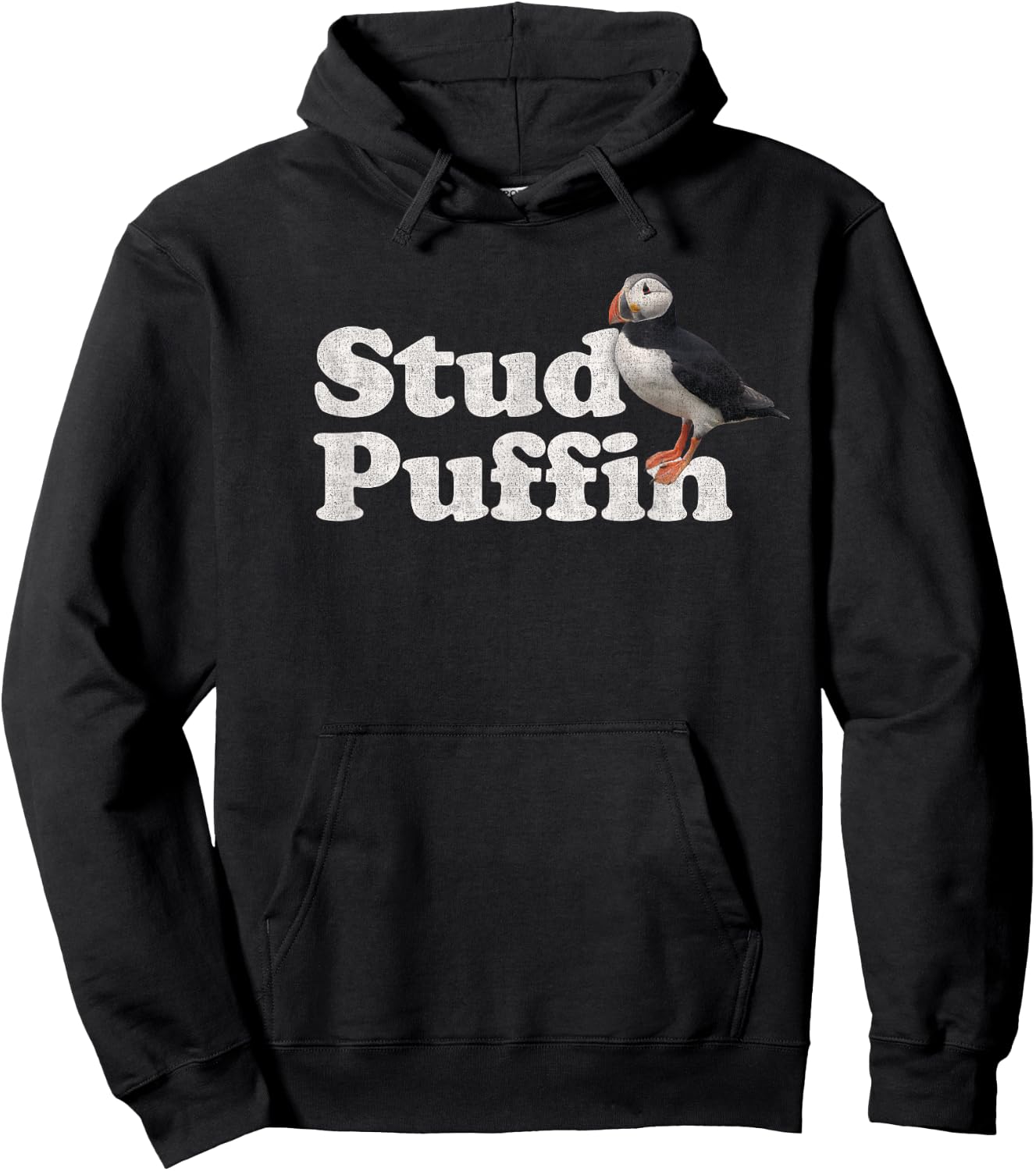 Stud Puffin - Retro Vintage Style - Black - -Adults - Short Sleeve - Classic Fit - Cotton Blend - Small Hoodie - Hoodie | Black