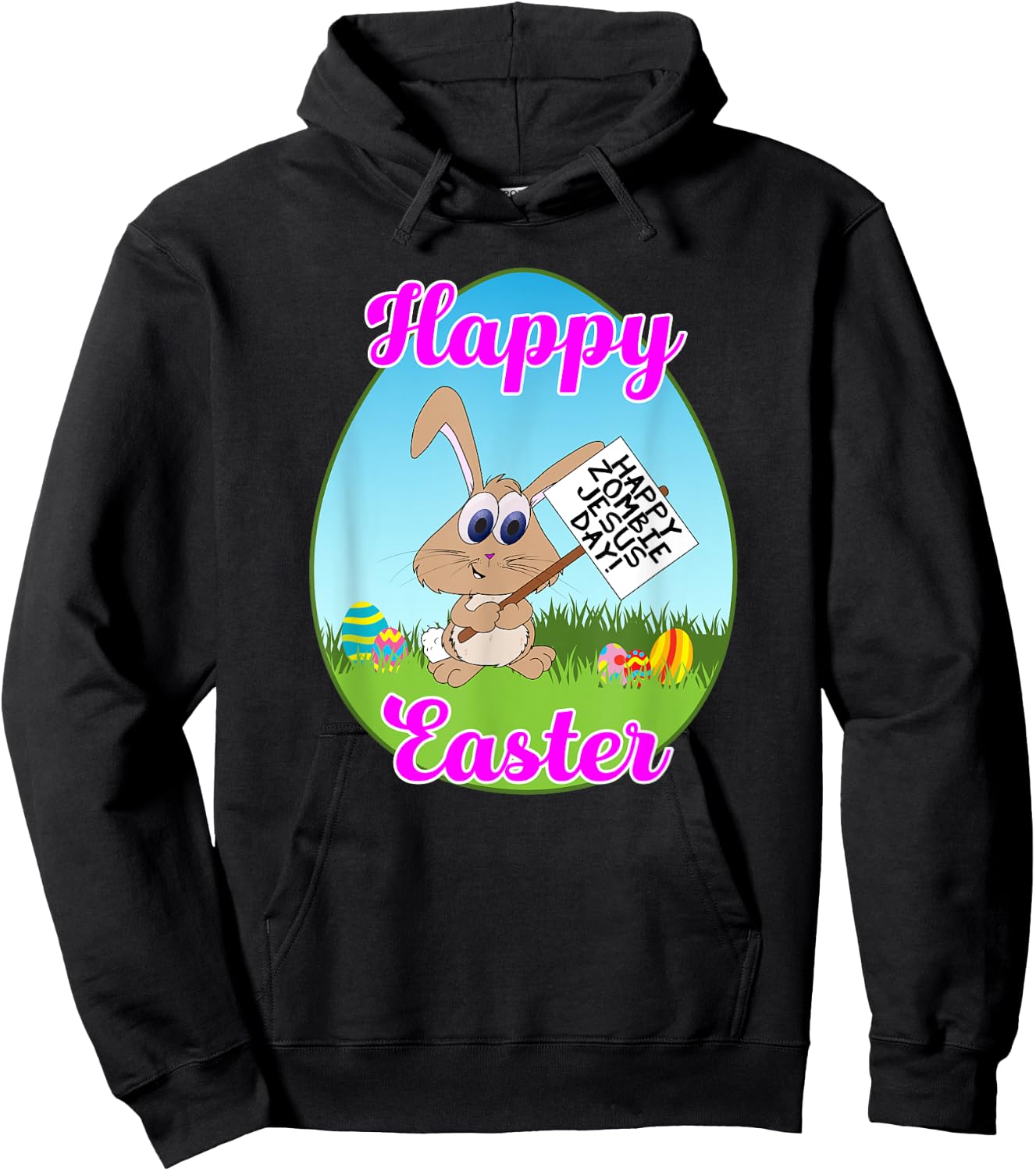 Happy Easter Happy Zombie Jesus Day Bunny Protestor Hoodie - Hoodie | Black