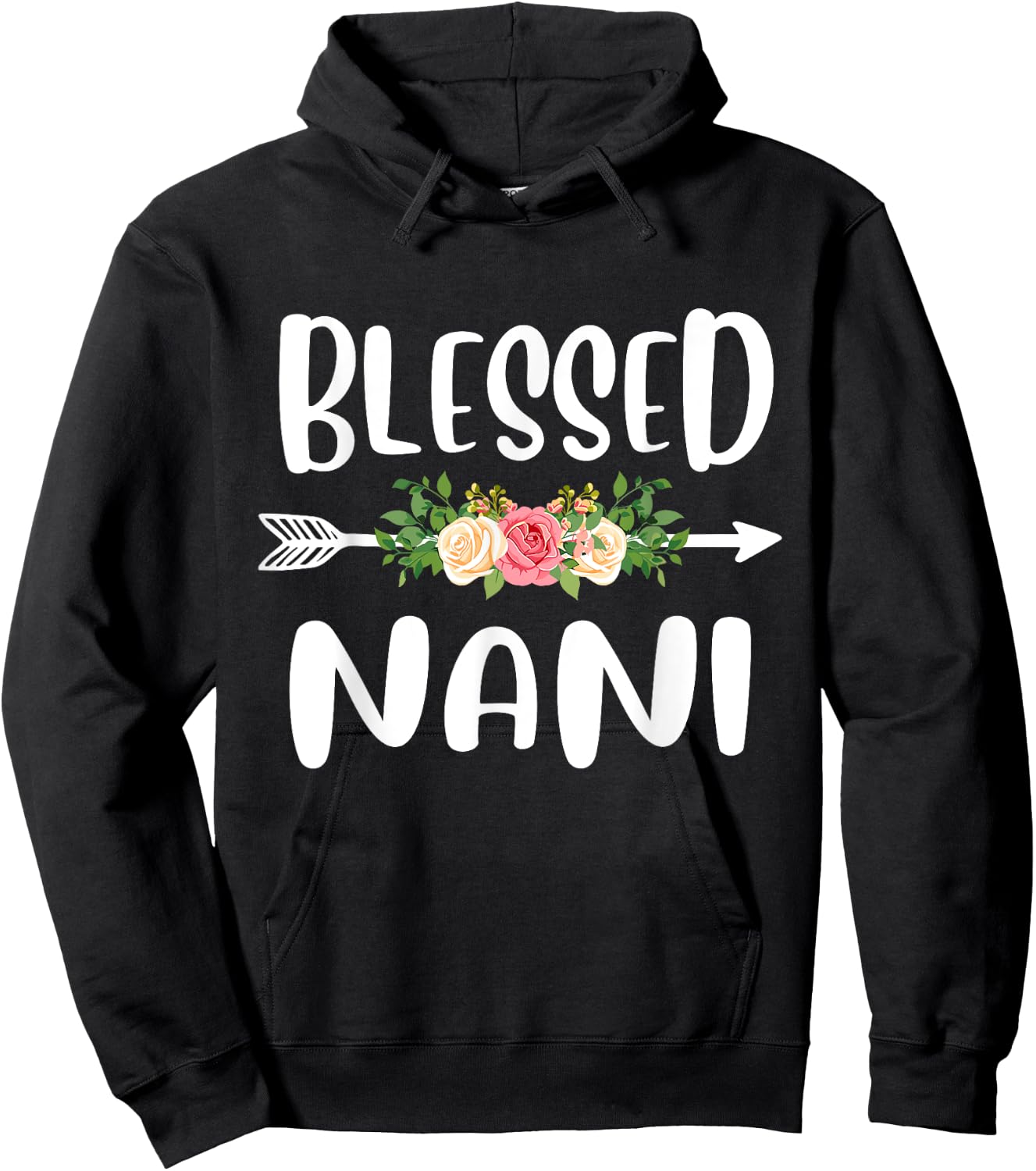 Blessed to be called Nani Floral Arrow Design Mothers Day Hoodie - Hoodie | Black