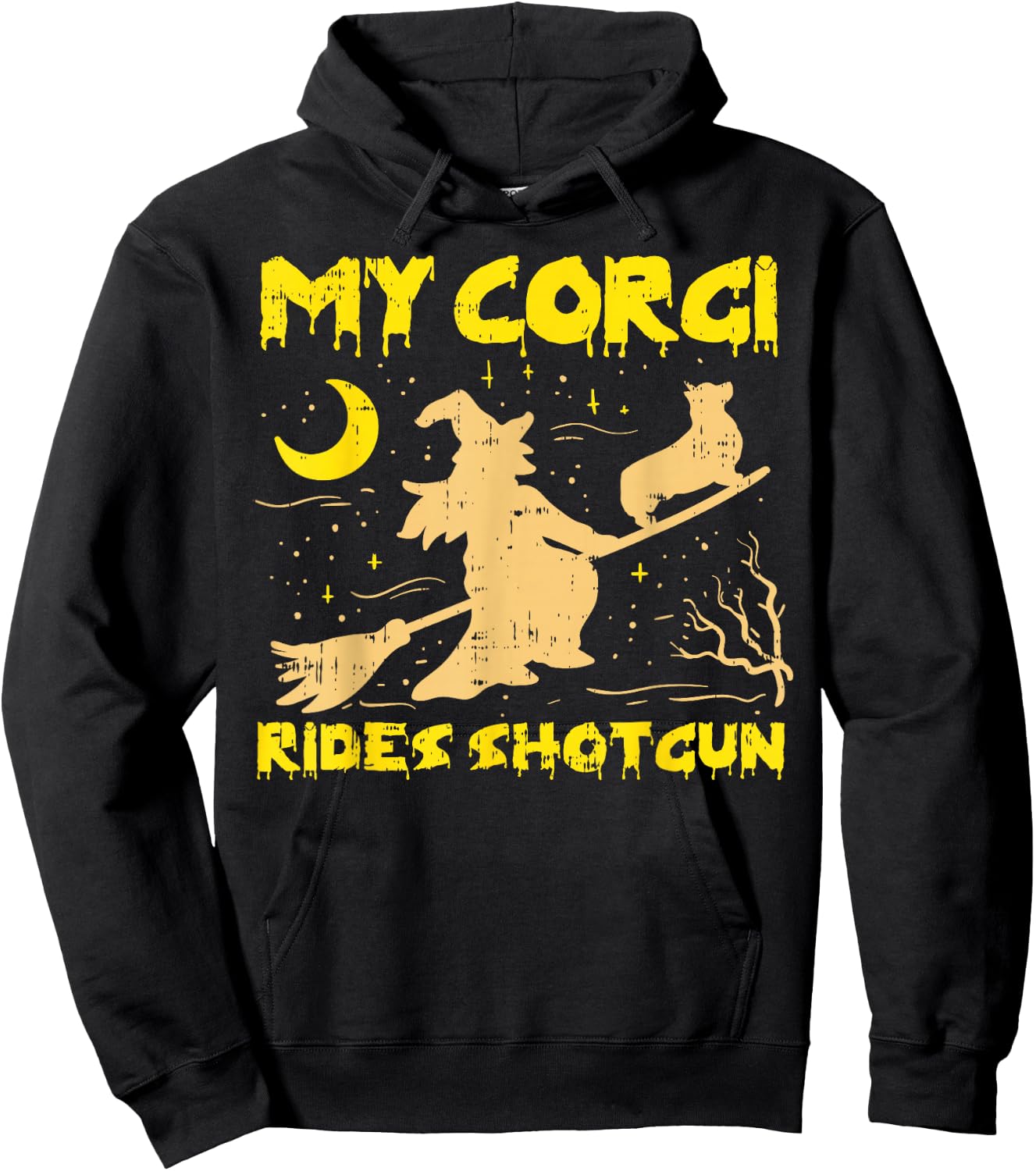 My Corgi Witch Funny Halloween Costume Dog Owner Hoodie - Hoodie | Black