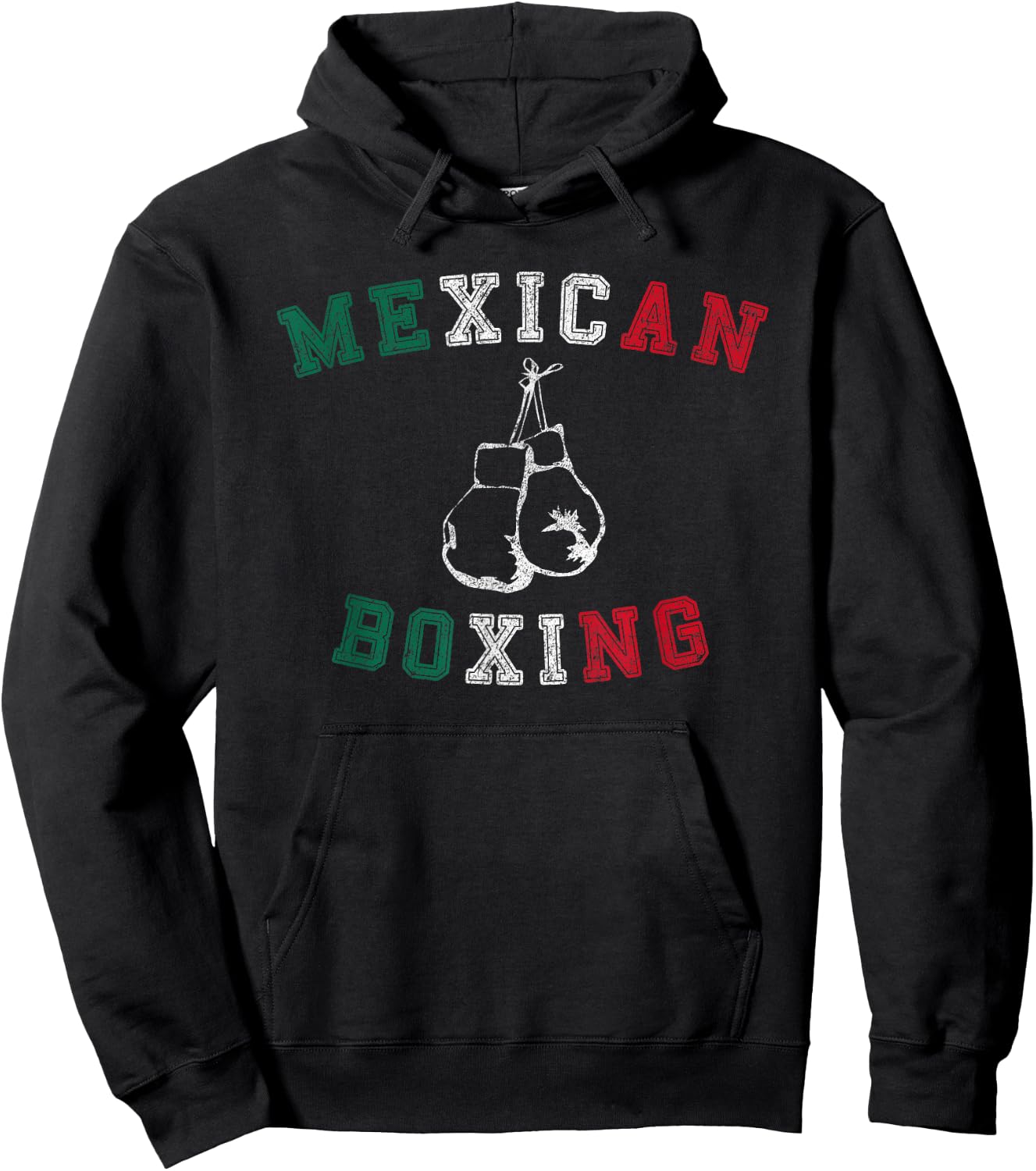 Mexican Boxing T Shirt - Vintage Distressed Style Hoodie - Hoodie | Black