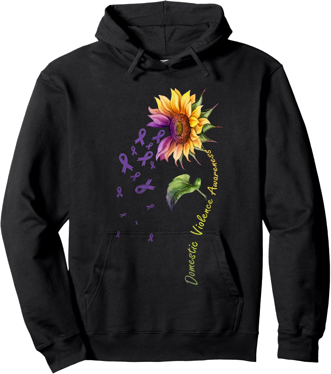 Domestic Violence Awareness Sunflower Shirt Hoodie - Hoodie | Black