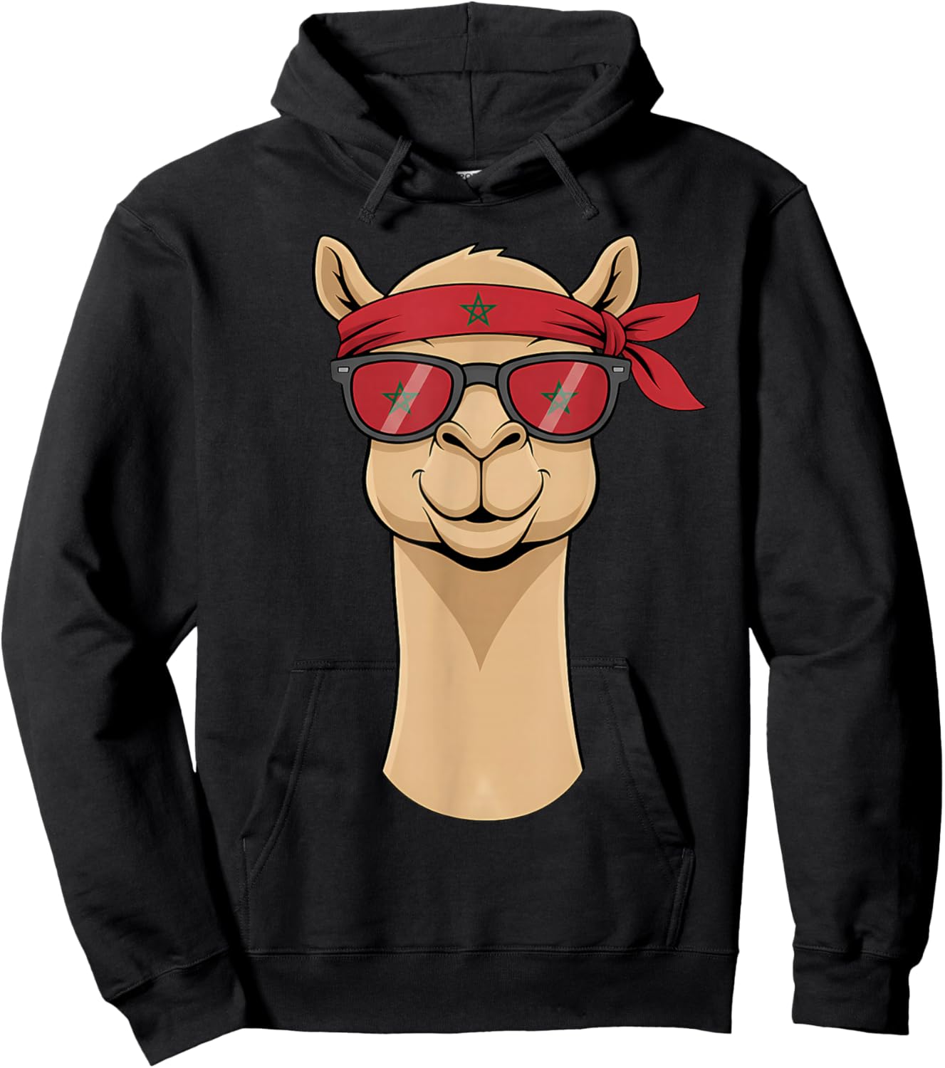 Morocco Flag Lama Moroccan Roots Alpaca Hoodie - Hoodie | Black