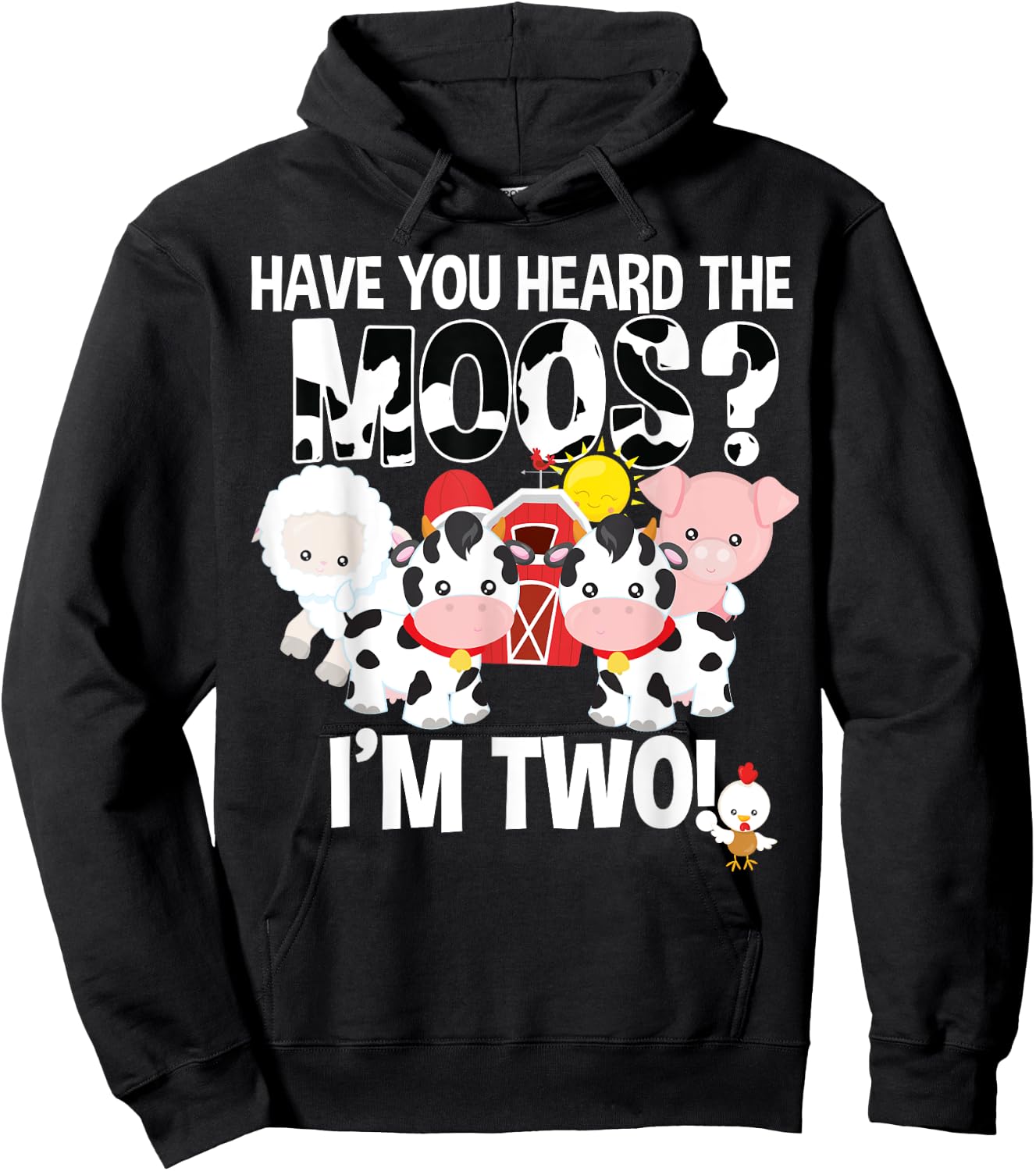 Have You Heard The Moos ? 2nd Birthday Farm Animals 2 Shirt Hoodie - Hoodie | Black