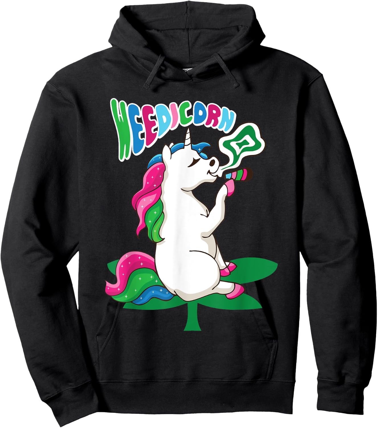 Weedicorn Unicorn Kifft Cannabis Marijuana Unicorn Kiffer Hoodie - Hoodie | Black