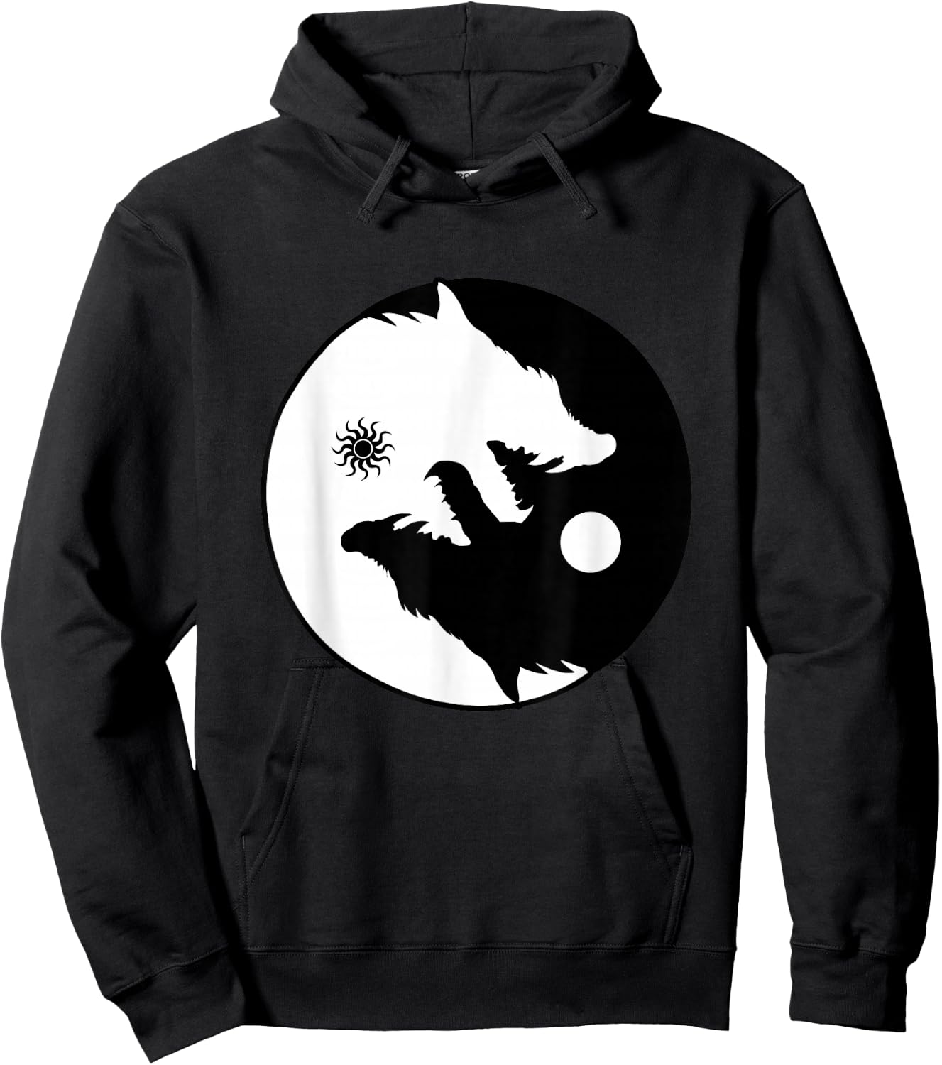 Wolf Yin Yang Sun Moon Vintage Harmony Balance Life Gift Hoodie - Hoodie | Black
