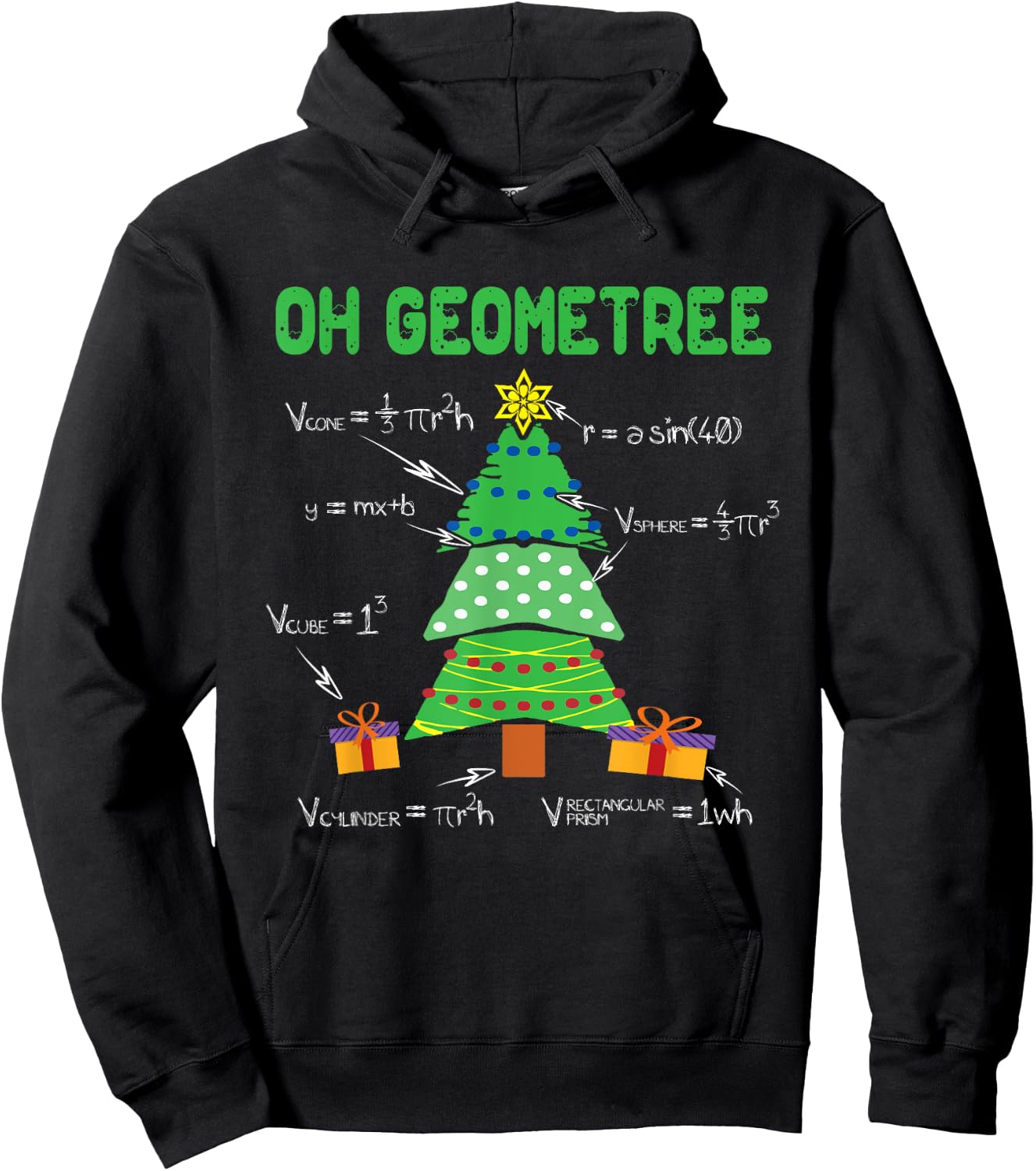 Oh Geometree Geometry Math Science Teacher Christmas Men Women Kids Hoodie - Hoodie | Black