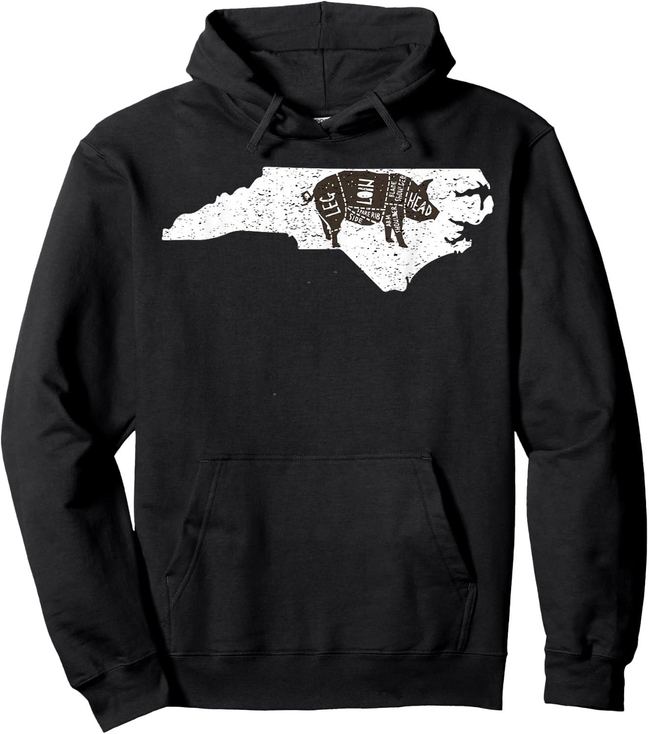 Vintage State of North Carolina Brisket BBQ Barbecue Hoodie - Hoodie | Black