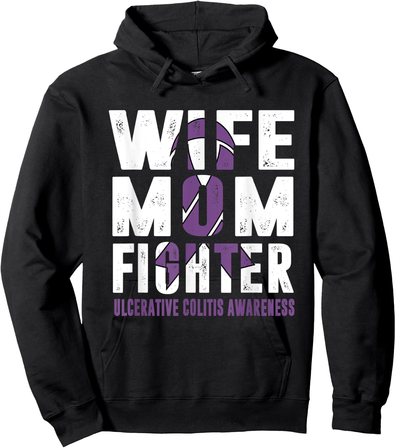Wife Mom Fighter Ulcerative Colitis Awareness Hoodie - Hoodie | Black