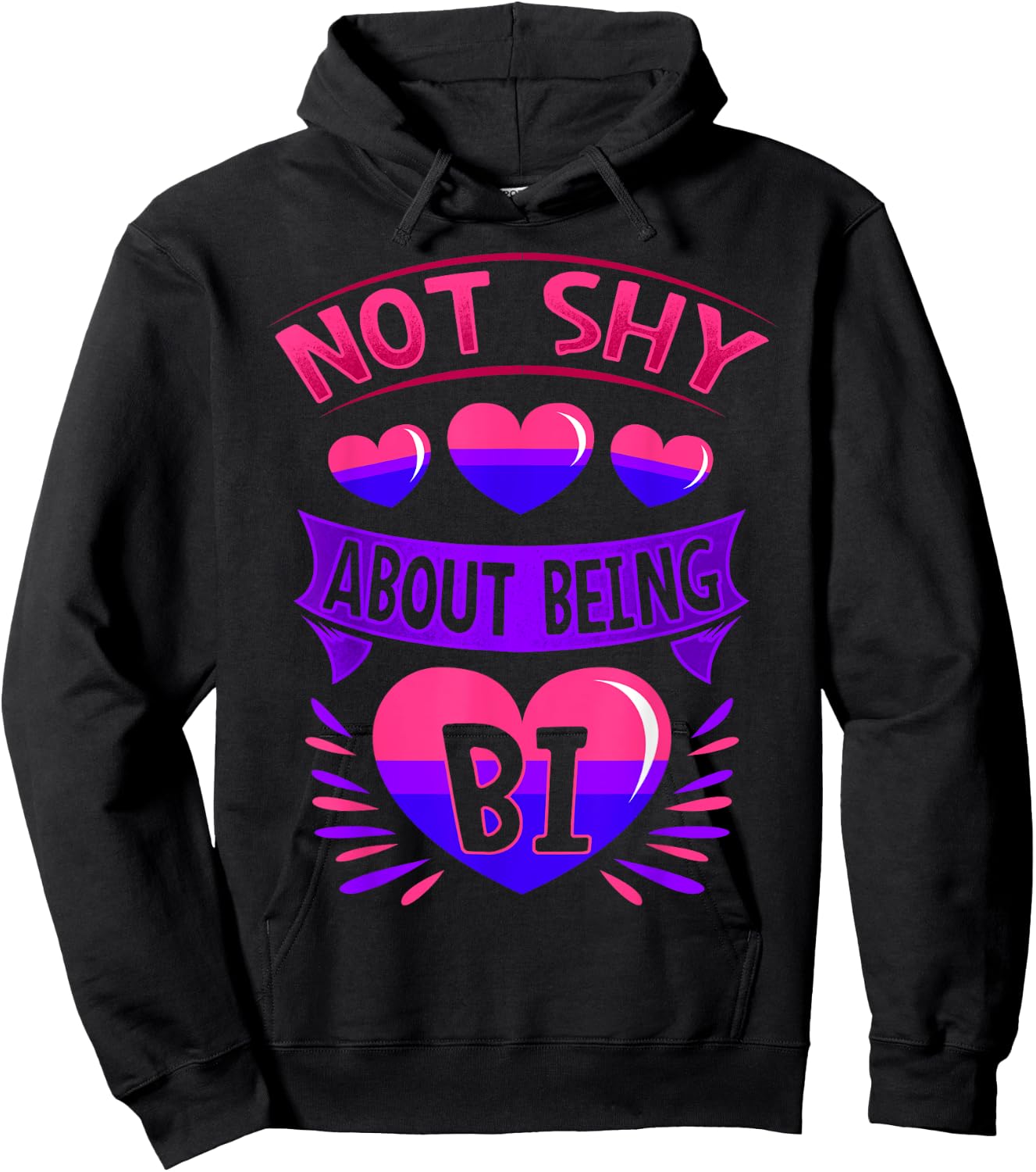 BiSexual Gay Pride Month Funny Not Shy About Being Bi Pride Hoodie - Hoodie | Black