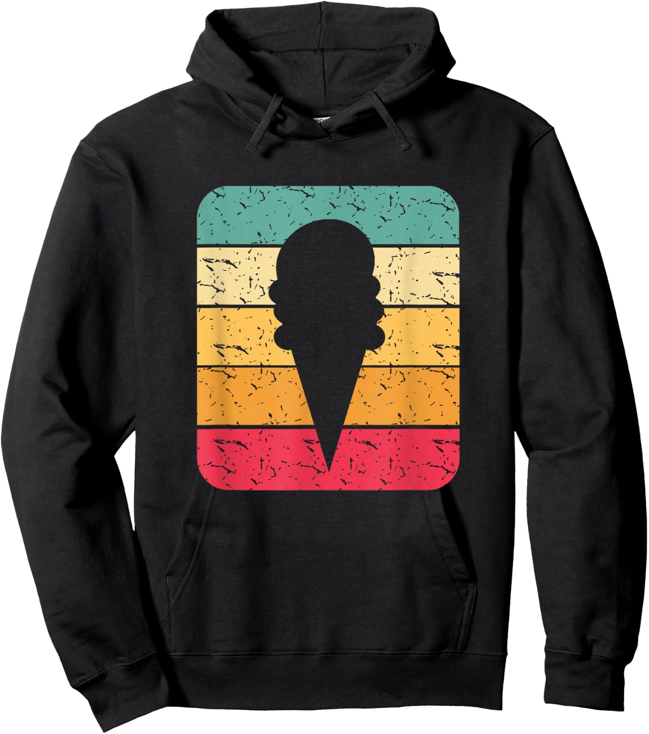 Retro Vintage Ice Cream Cone Silhouette Gift T Shirt Hoodie - Hoodie | Black
