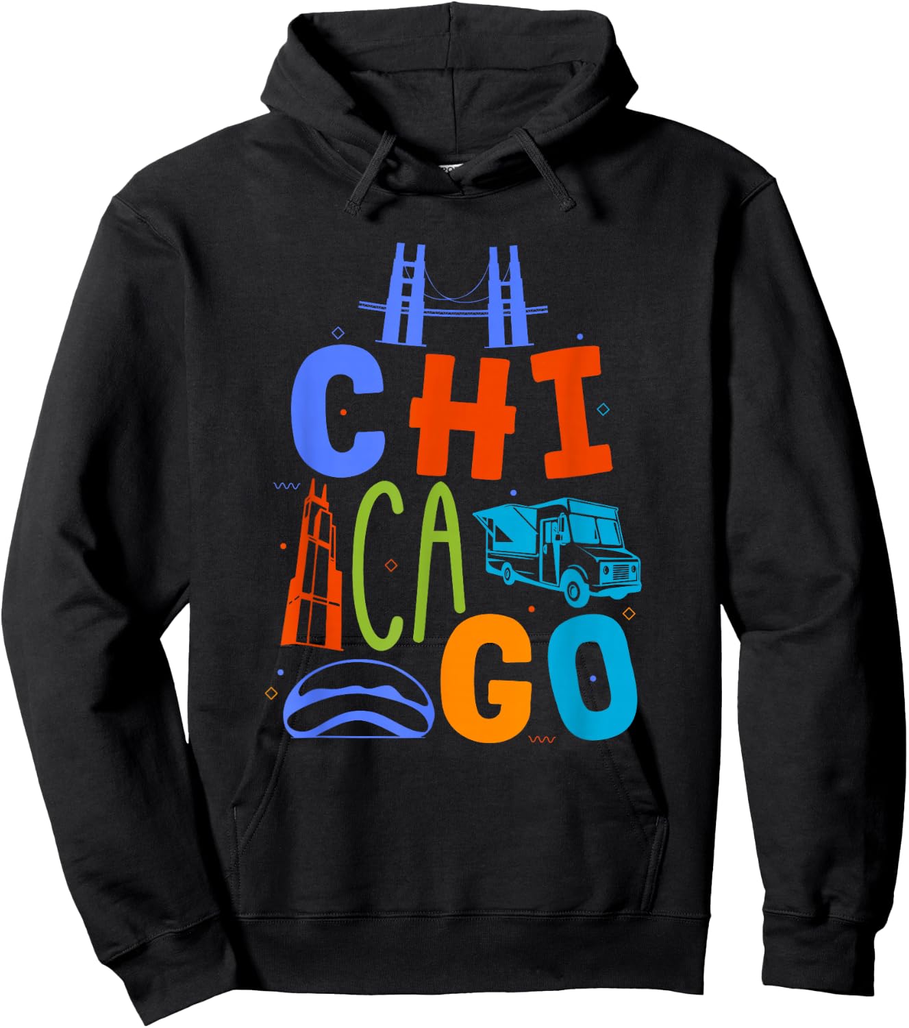 Chicago Souvenir Skyline Chicago Lover Illinois Chicago Hoodie - Hoodie | Black
