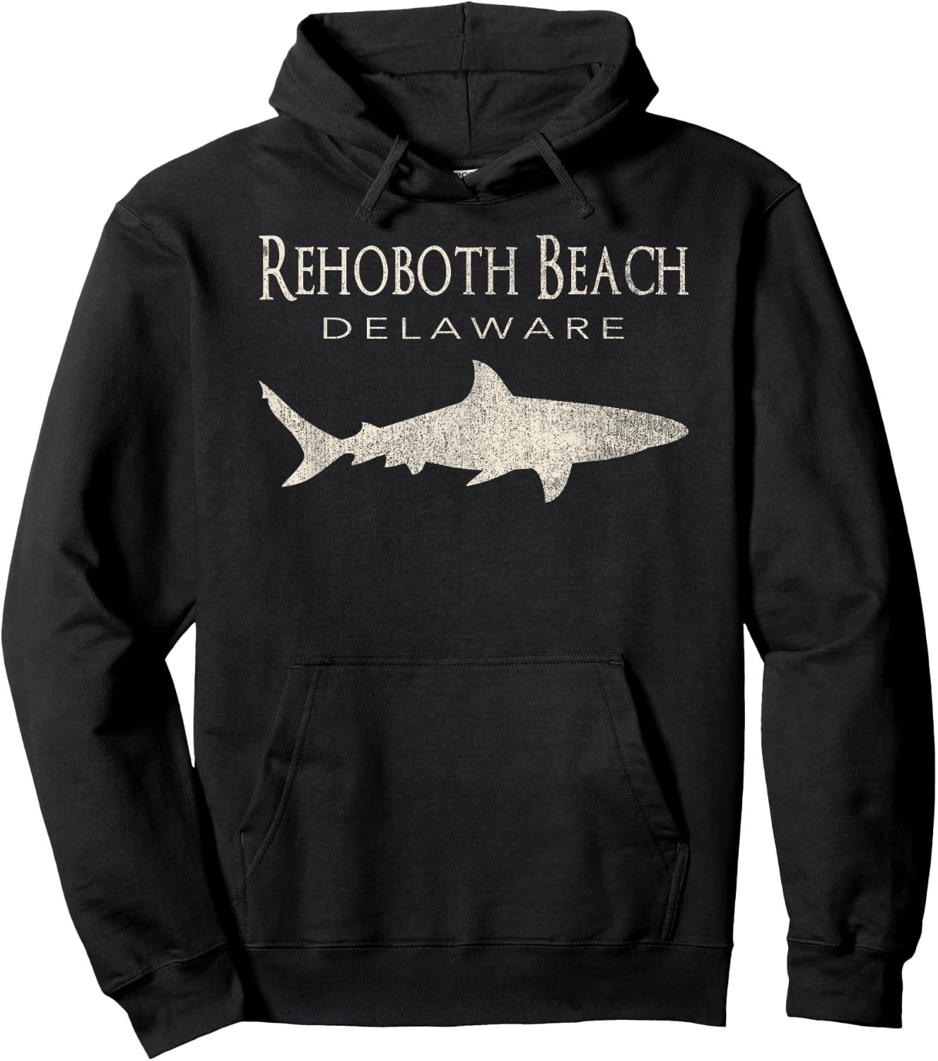 Retro Rehoboth Beach DE Shark Hoodie - Hoodie | Black