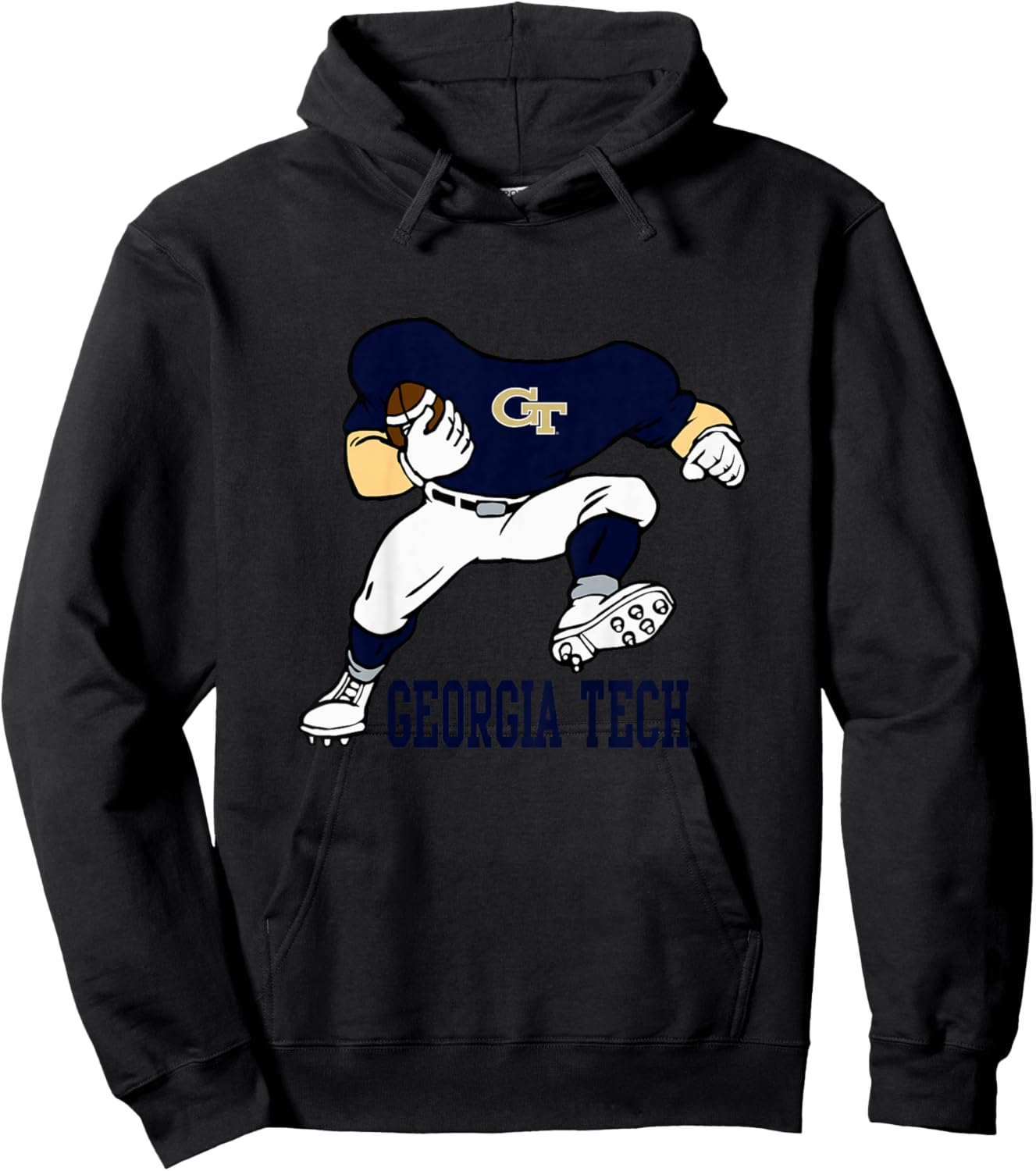 Kids Georgia Tech Yellow Jackets Kids Football Player Gray Hoodie - Hoodie | Black