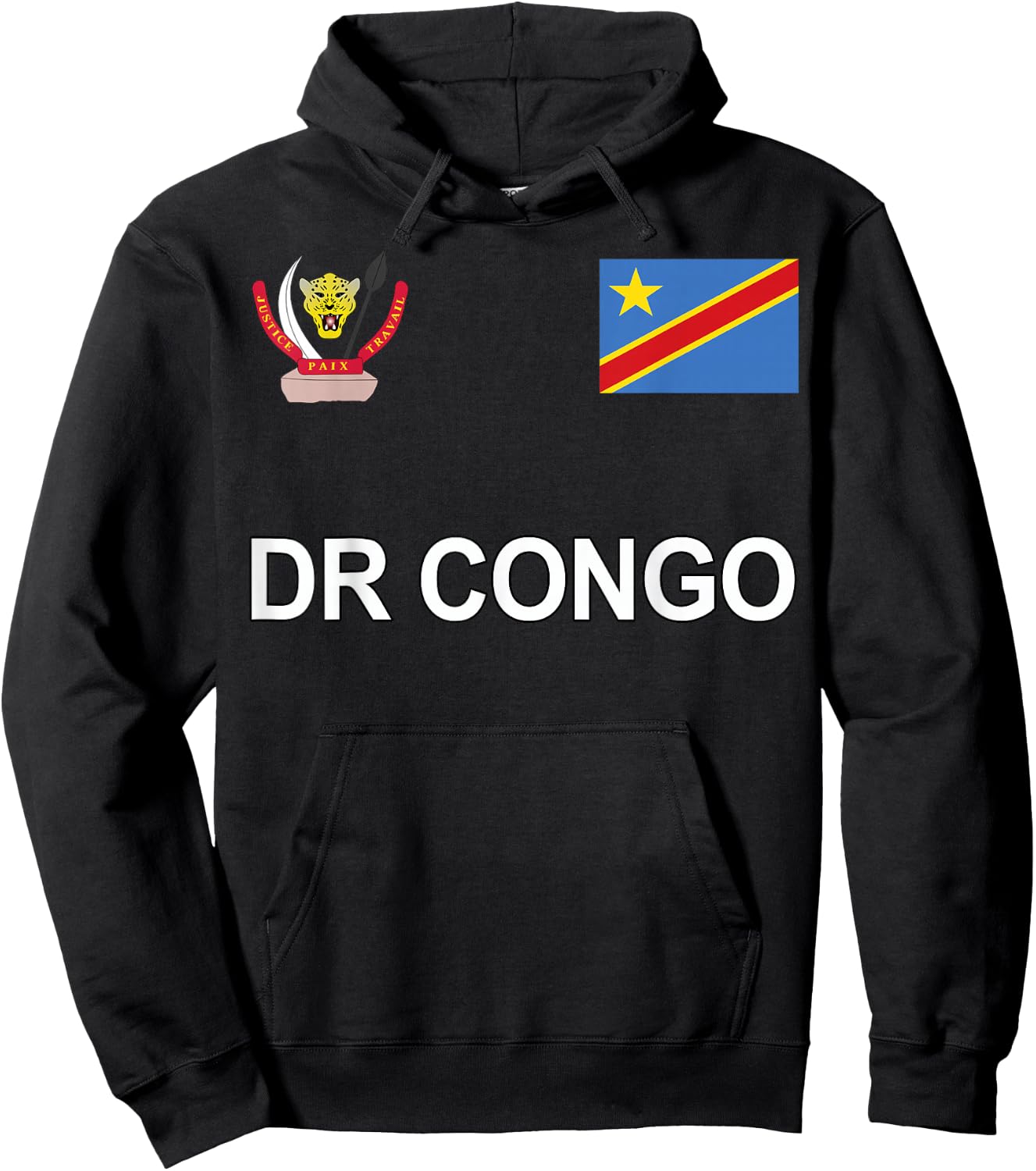 Sports-style Flag and Crest of DR Congo Hoodie - Hoodie | Black