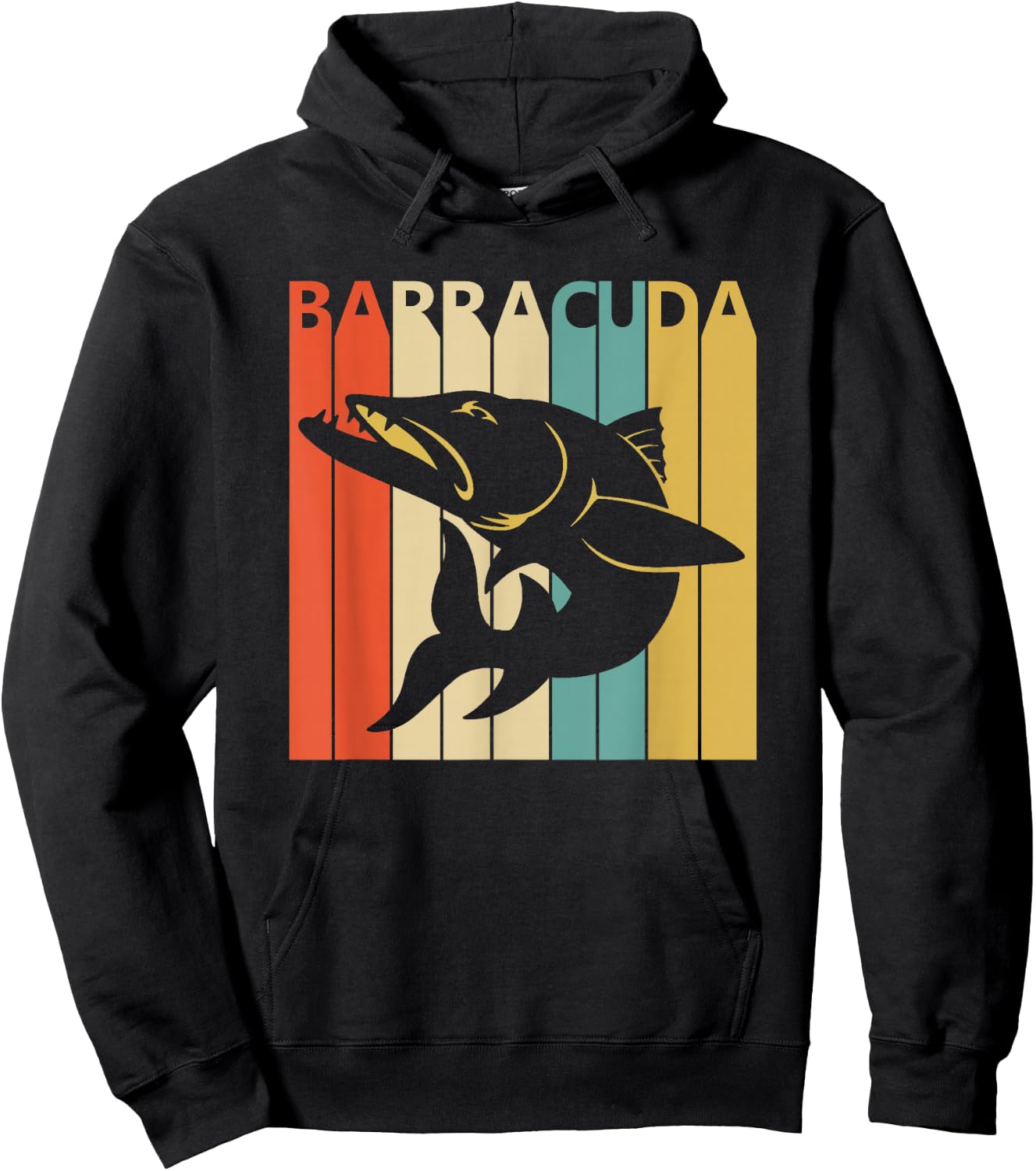 Vintage Wild Animal Barracuda Fish Hoodie - Hoodie | Black