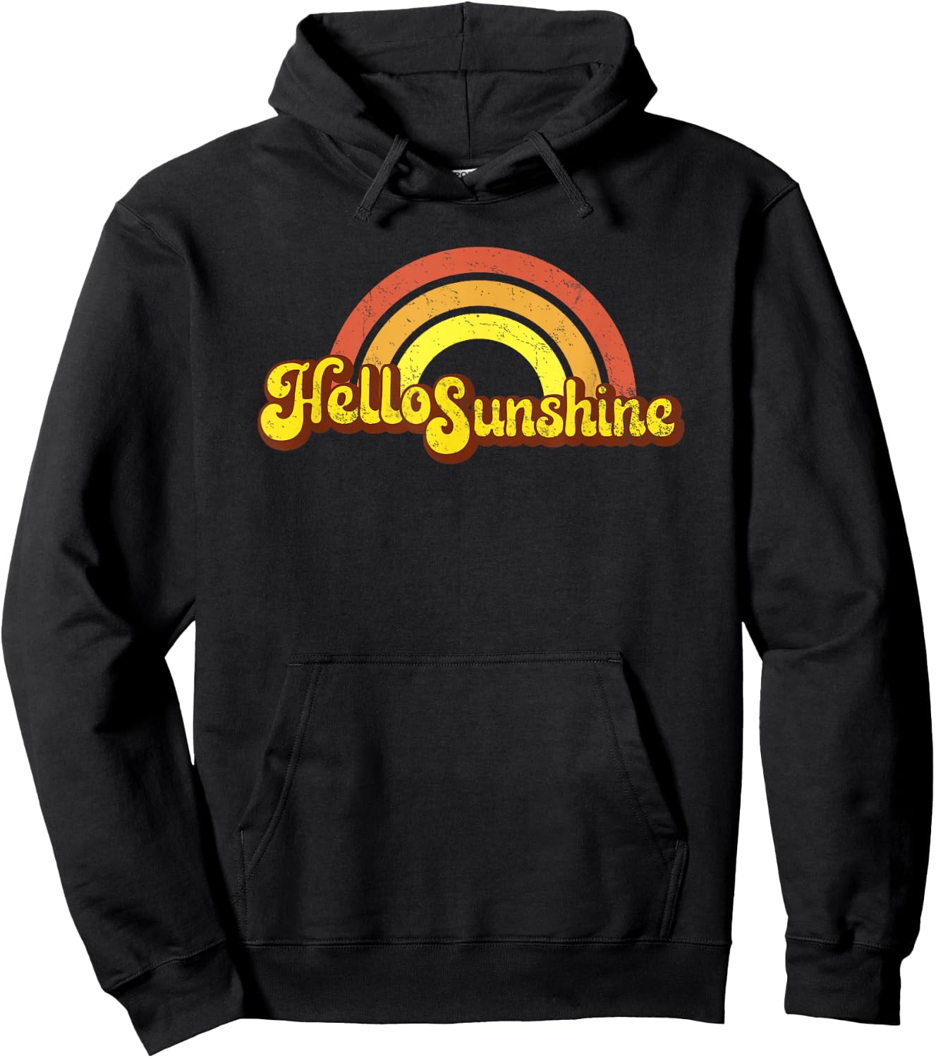 Rainbow Hello Sunshine - Retro, Hippy, Hippie Men Women Girls Kids Hoodie - Hoodie | Black