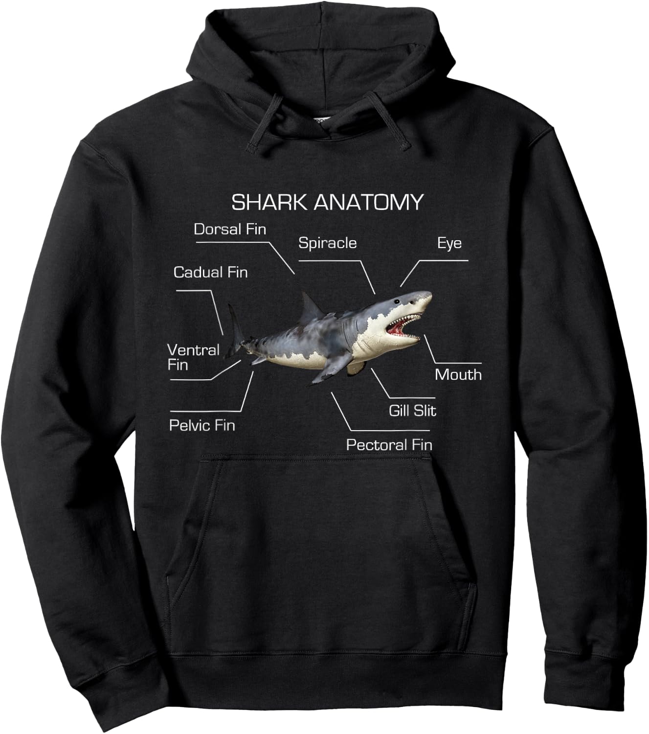 Shark Anatomy Funny Shark Lover Hoodie - Hoodie | Black