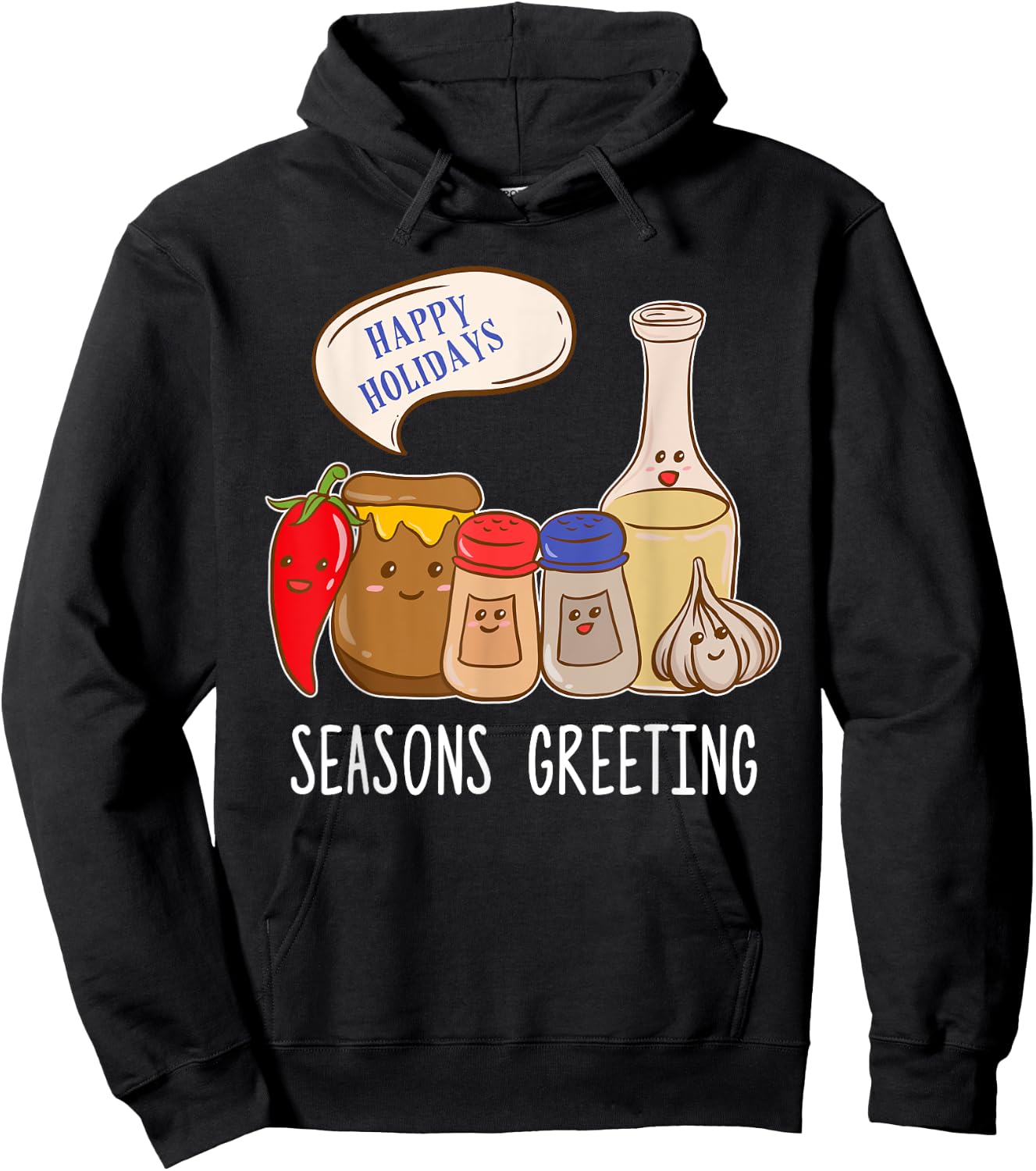 Seasons Greetings Funny Christmas Humor Holiday Food Pun Hoodie - Hoodie | Black