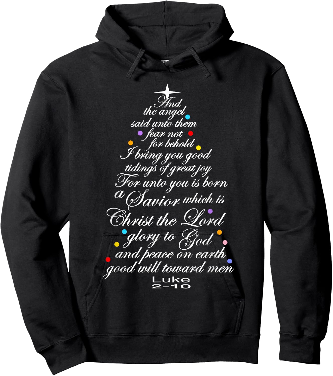 The Christmas Story Luke 2-10 Christmas Tree Hoodie - Hoodie | Black